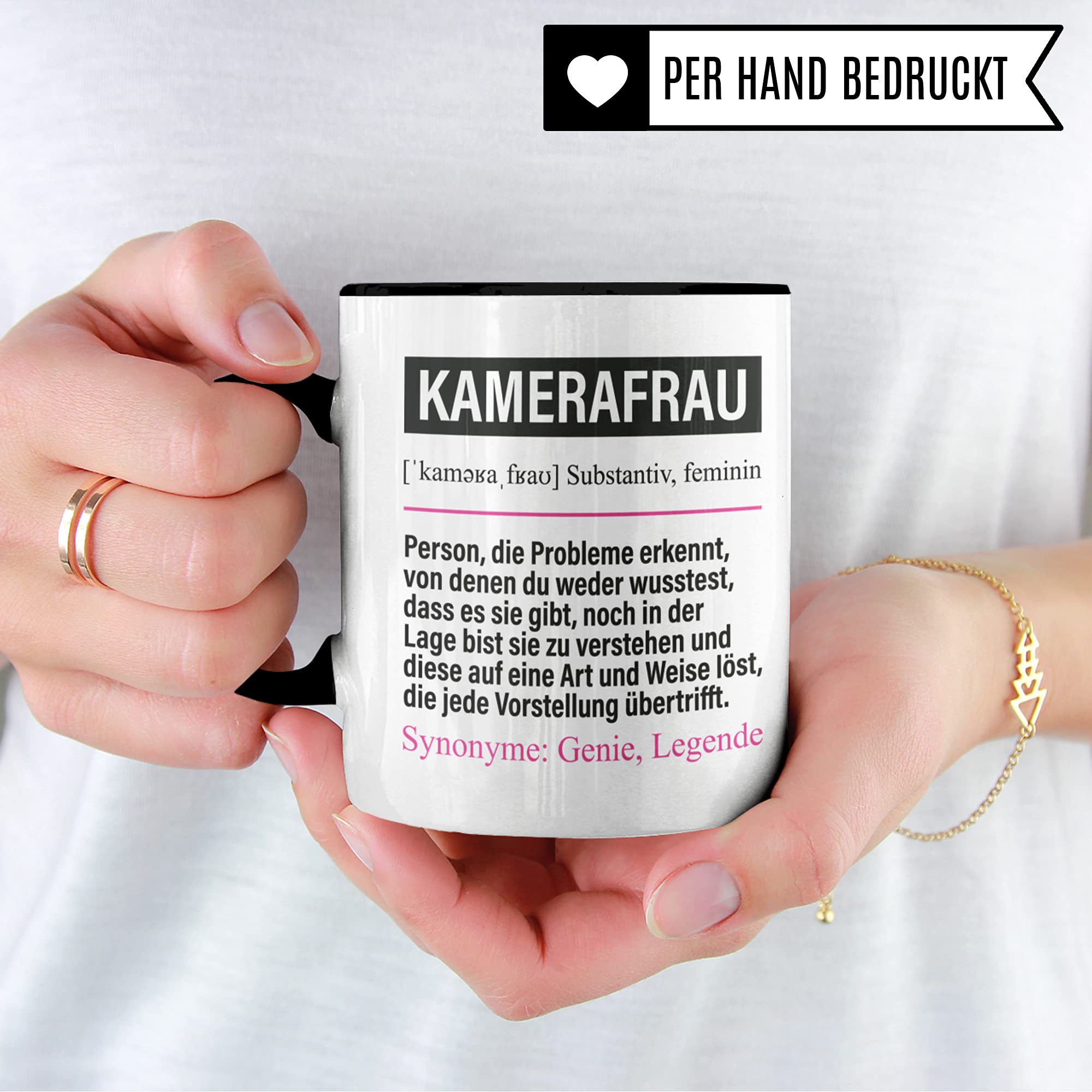 Kamerafrau Tasse lustig, Kamerafrau Geschenk Beruf , Spruch Kamera Frau Geschenkidee, Kaffeetasse Beruf Kamera Fotografin Kaffeebecher Teetasse Becher