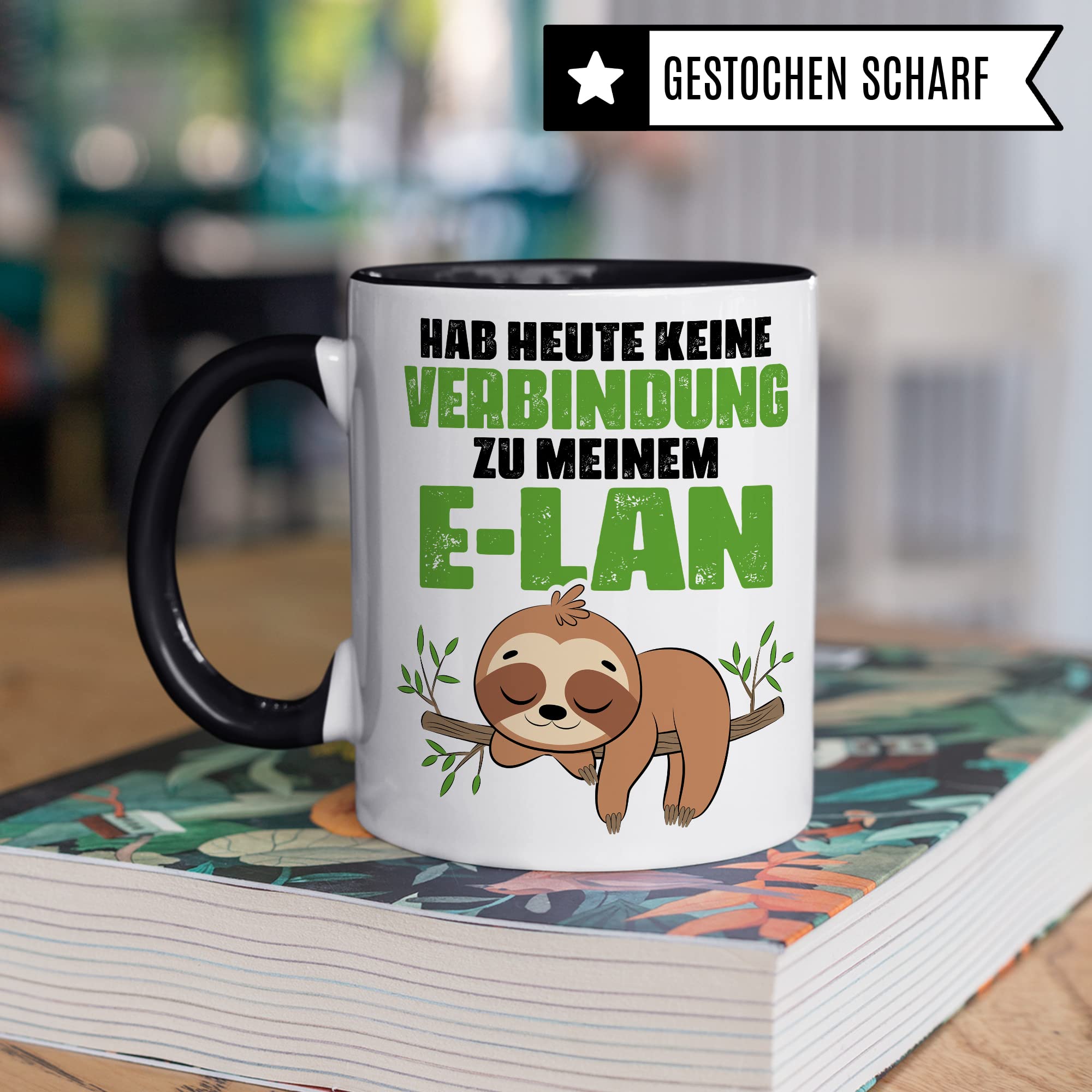 Tasse lustig Geschenk, Hab heute keine Verbindung zu meinem E-lan Geschenkidee Kaffeebecher Kaffeetasse Tasse mit Spruch lustig Humor Witztasse Ironie Sarkasmus