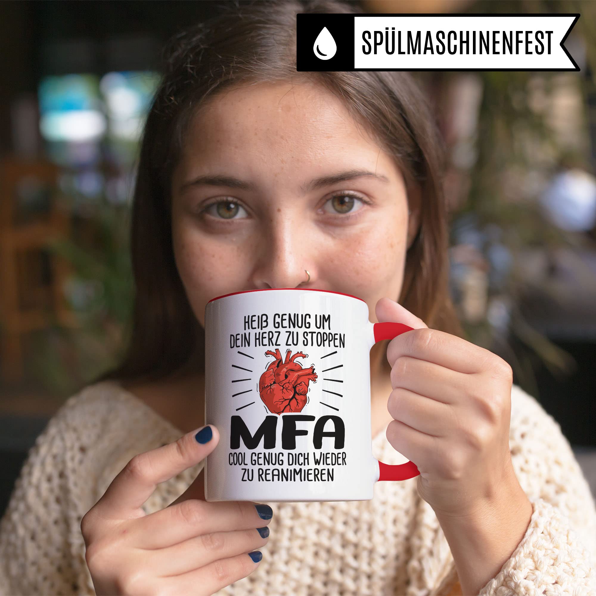 Tasse MFA, Heiß genug um dein Herz zu stoppen - MFA - Cool genug dich wieder zu reanimieren, Krankenschwester Geschenk, Arzthelfer Tasse Medizinische Fachangestellte Arzthelferin Krankenpfleger