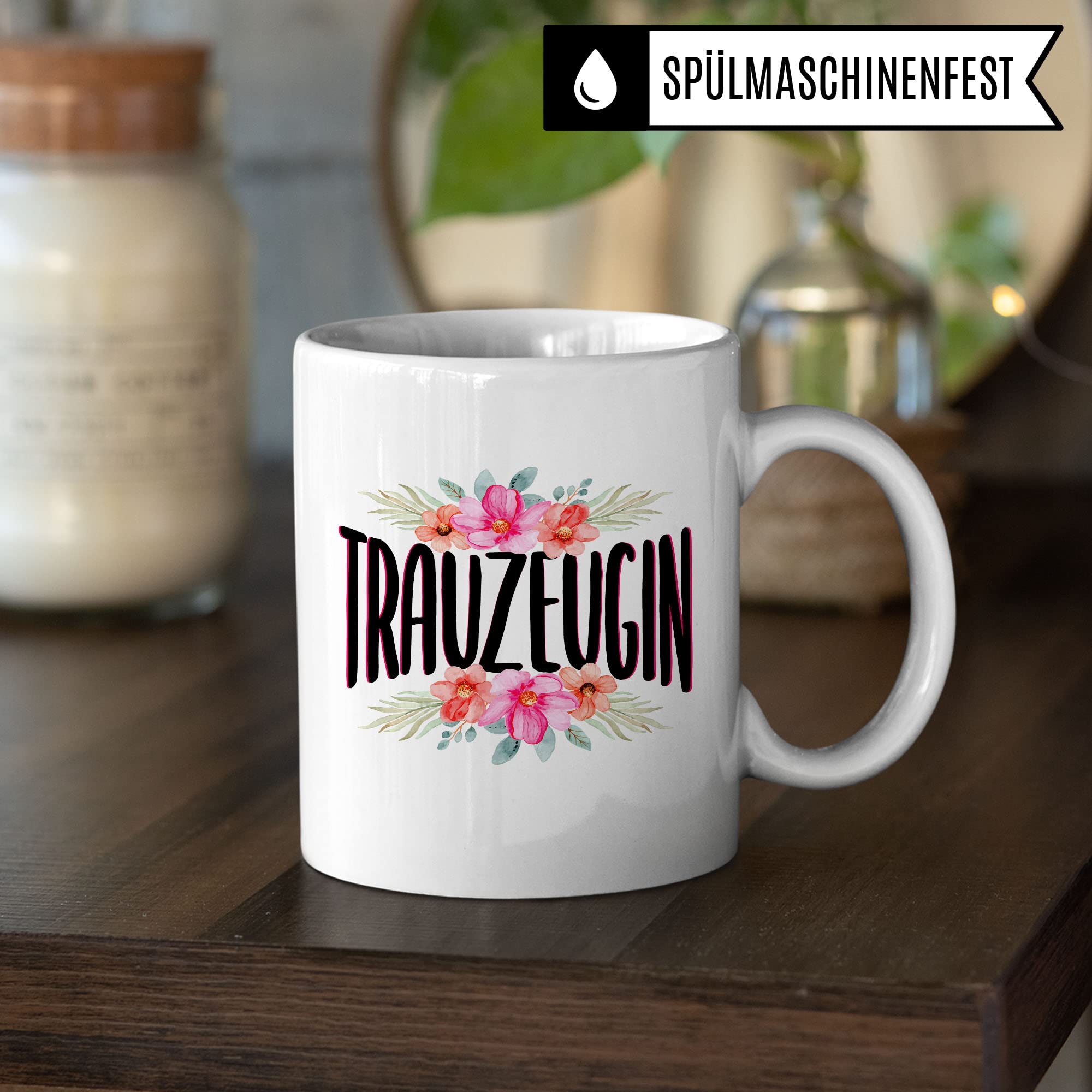 Trauzeugin fragen Tasse Geschenk Trauzeugin süßes Trauzeugin-Motiv schöne Geschenkidee Kaffeetasse Teebecher Hochzeit