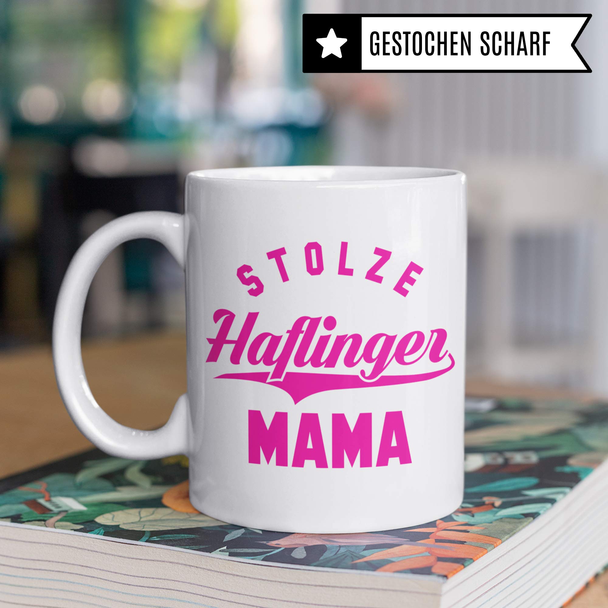 Pagma Druck Haflinger Tasse Geschenk, Reiterin Spruch Becher Pferd Geschenkidee Mädchen, Kaffeetasse Haflingerpferd Rasse Reiten (Weiß/Weiß)