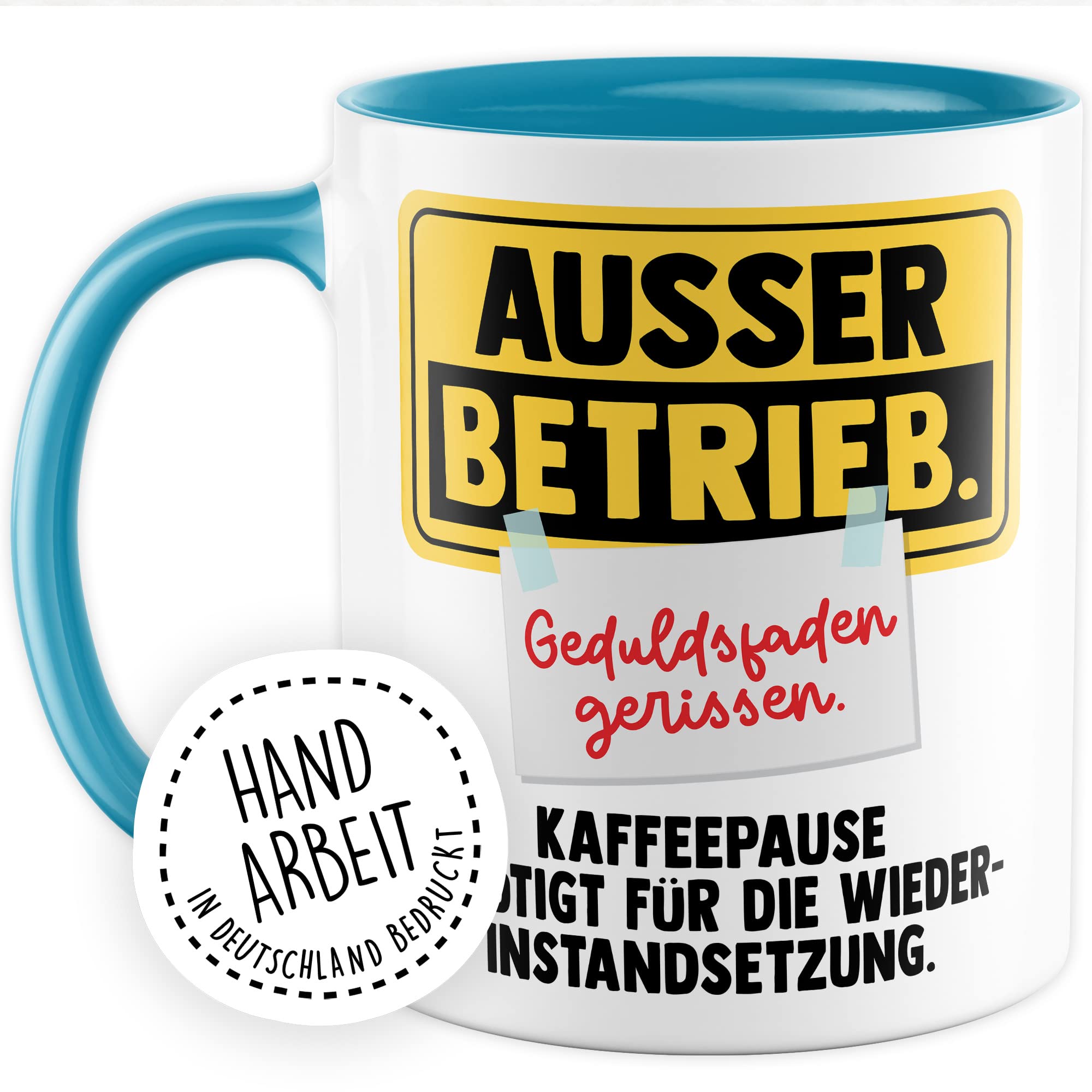 Büro Tasse Witz Geschenkidee Geduldsfaden Kaffeetasse Humor Geschenk für Kollegen Kaffeebecher Arbeits Becher