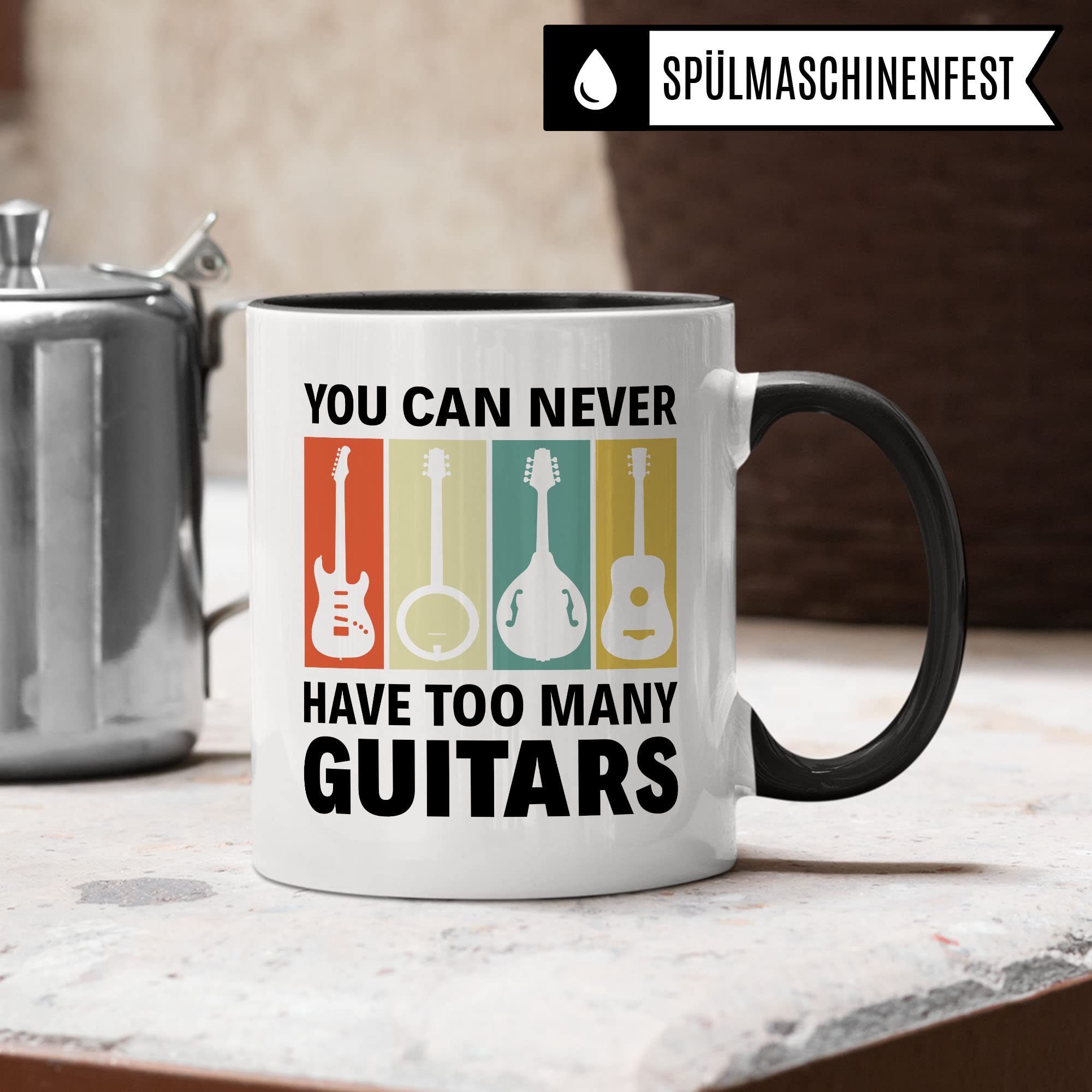 Gitarren Tasse Geschenkidee Kaffeetasse Humor Witz Geschenk für Gitarrenspieler Gitarrenspielerin Kaffeebecher E-Gitarre Becher