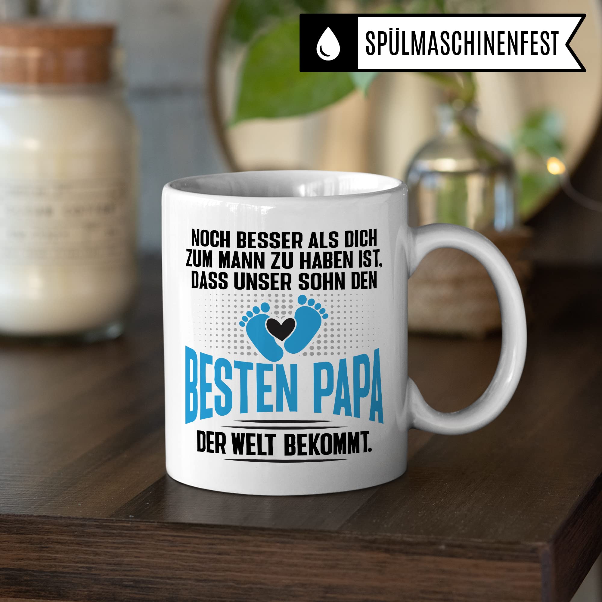 Tasse Papa Geschenk - werdender Papa Schwangerschaft - Noch besser als dich zum Mann zu haben ist, dass unser Sohn den besten Papa der Welt bekommt - Ehemann werdender Vater Kaffee-Becher