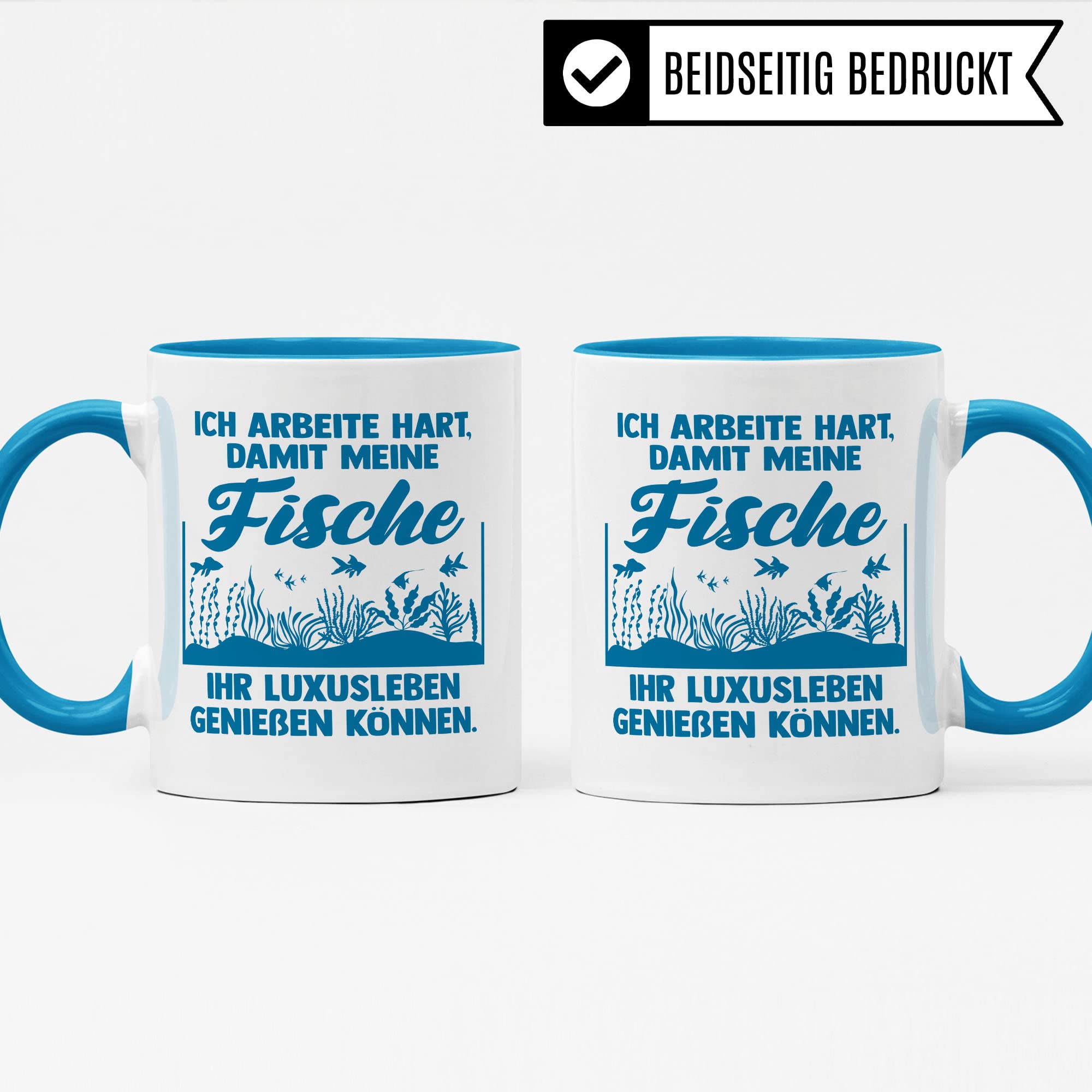 Aquarium Tasse, Ich arbeite hart, damit meine Fische ihr Luxusleben genießen können, Fische Geschenk, Spruch lustig Fischeliebhaber Aquariumbesitzer Geschenk-Idee