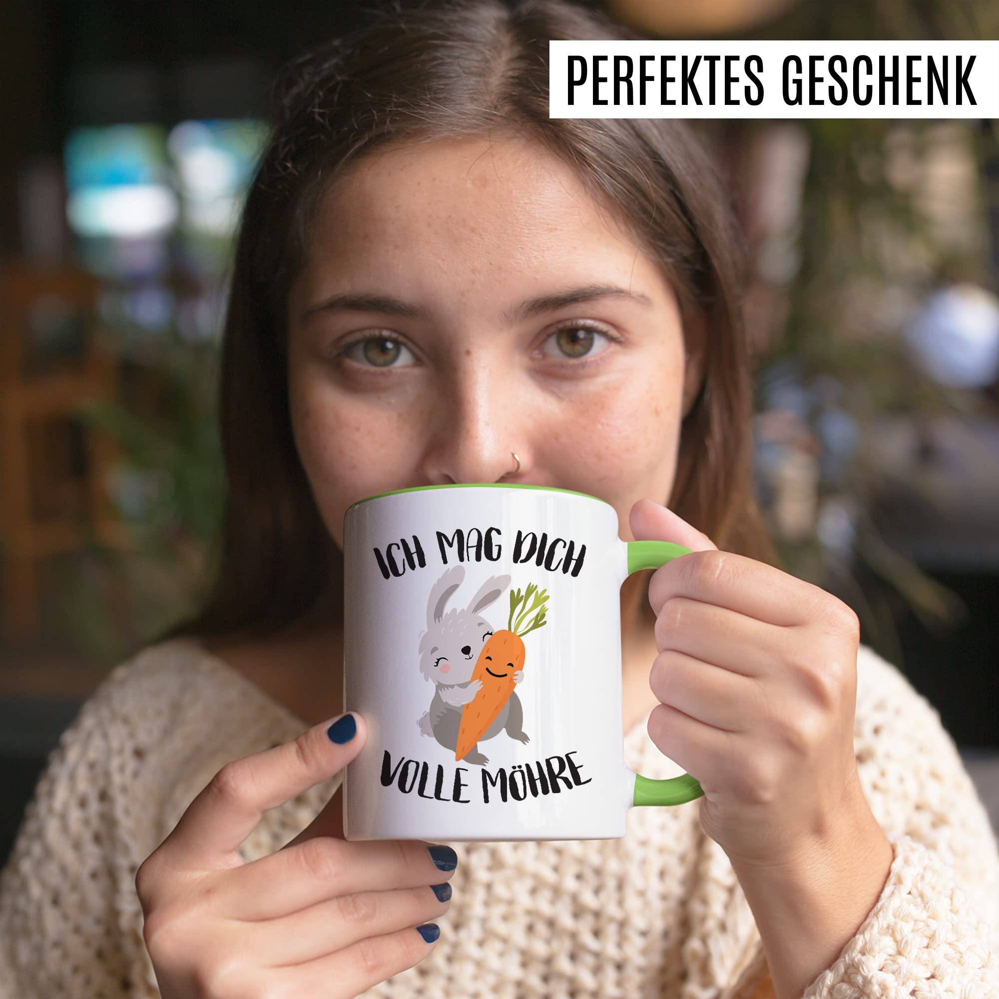 Süße Tasse Liebe Kaffeetasse Für Partner Geschenk Freundin Geschenkidee Freund Kaffee-Becher Mag dich volle Möhre Spruch Motiv süß Hase