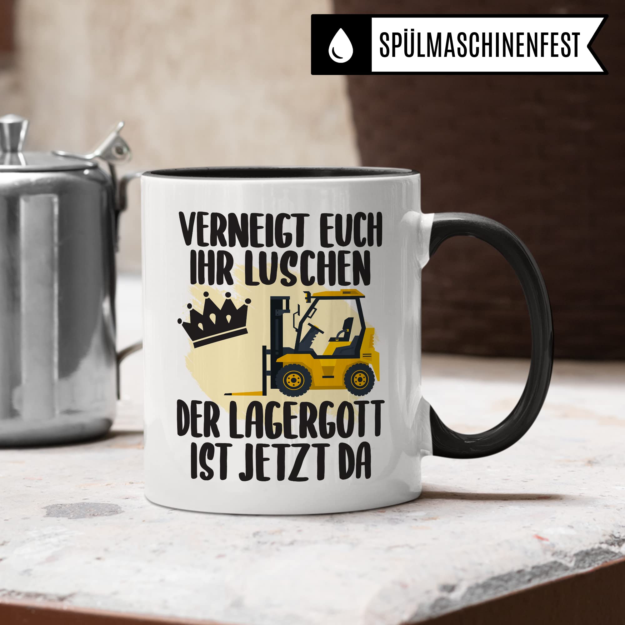 Lagerist Tasse mit Spruch lustig Staplerfahrer Geschenk Gabelstaplerfahrer Kaffee-Tasse böser Humor Kaffeebecher Lagerarbeiter Geschenkidee Lagerlogistiker Kaffeetasse