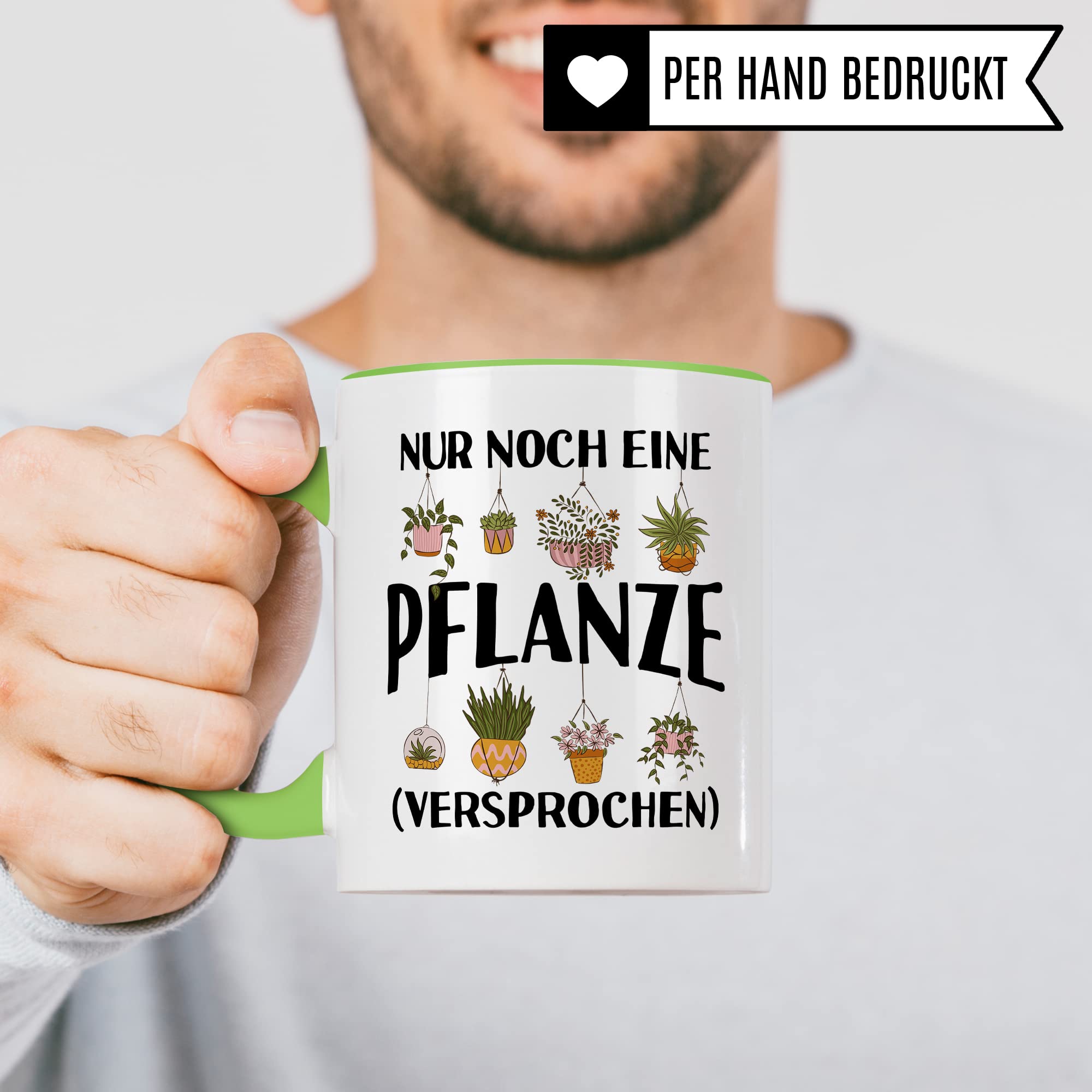 Tasse Garten-liebhaber, Nur noch eine Pflanze versprochen Spruch, Geschenk Garten-Motiv Kaffeetasse Hobby-Gärtner Hobby-Gärtnerin, Pflanzen-Motiv Pflanzenliebhaber Plants grüner Daumen Tassen