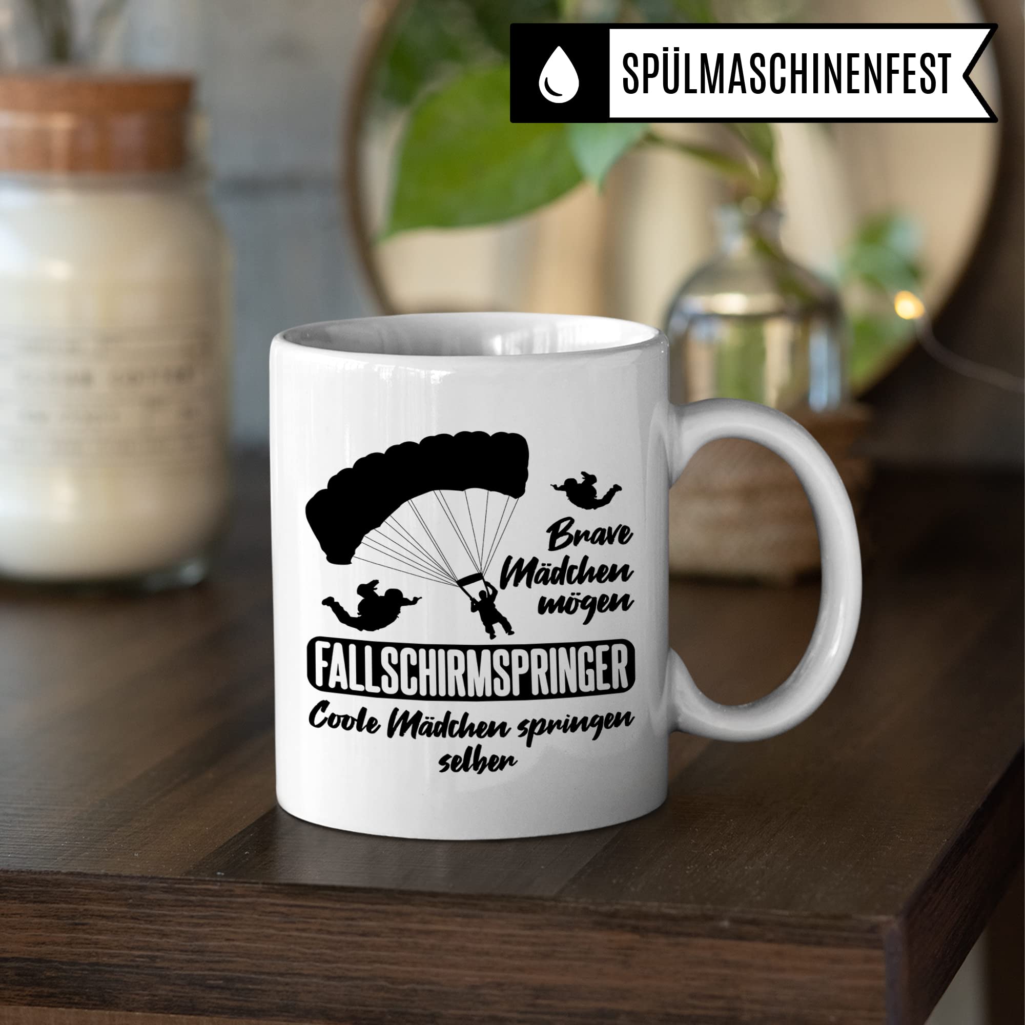 Fallschirmspringerin Tasse, Fallschirm Kaffeetasse Geschenk für Fallschirmjägerin Kaffeebecher für Frauen, Fallschirmspringer Geschenkidee