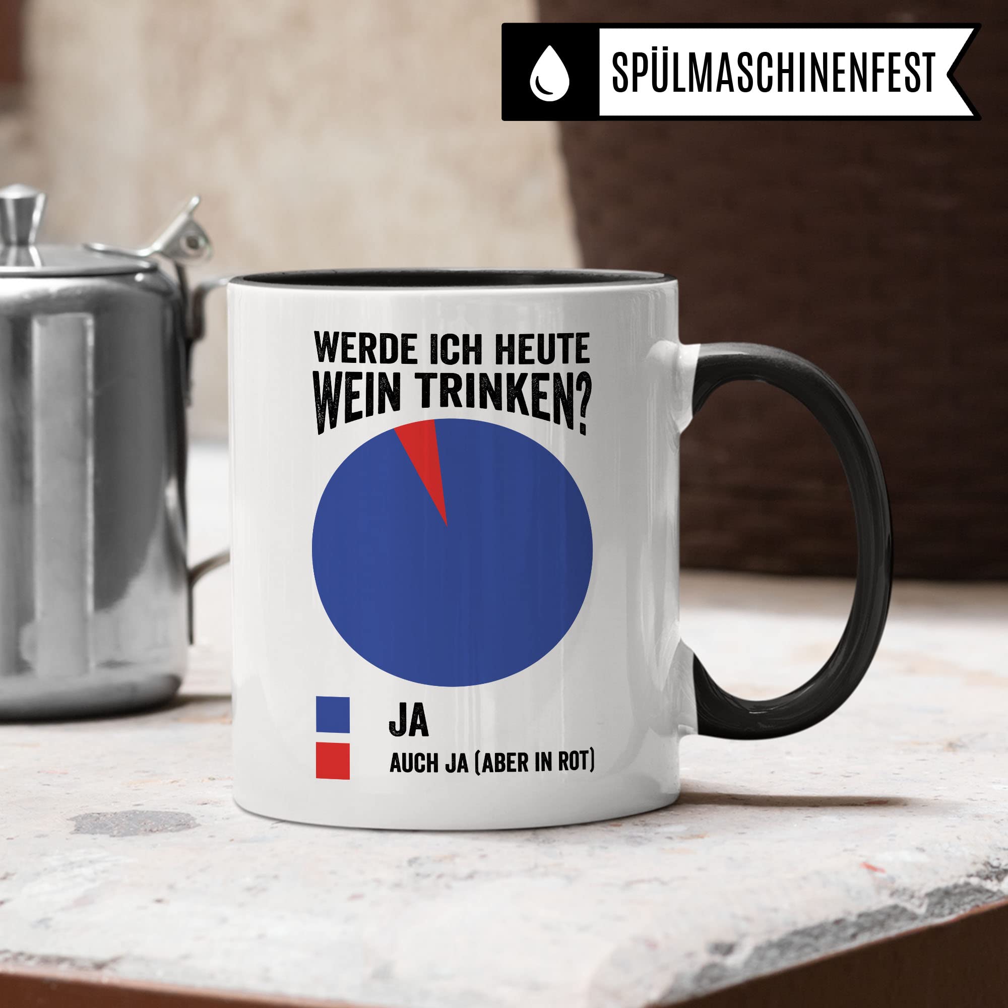 Wein Tasse Geschenkidee Kaffeetasse Humor Witz Geschenk für Weintrinker Kaffeebecher Sommelier Becher