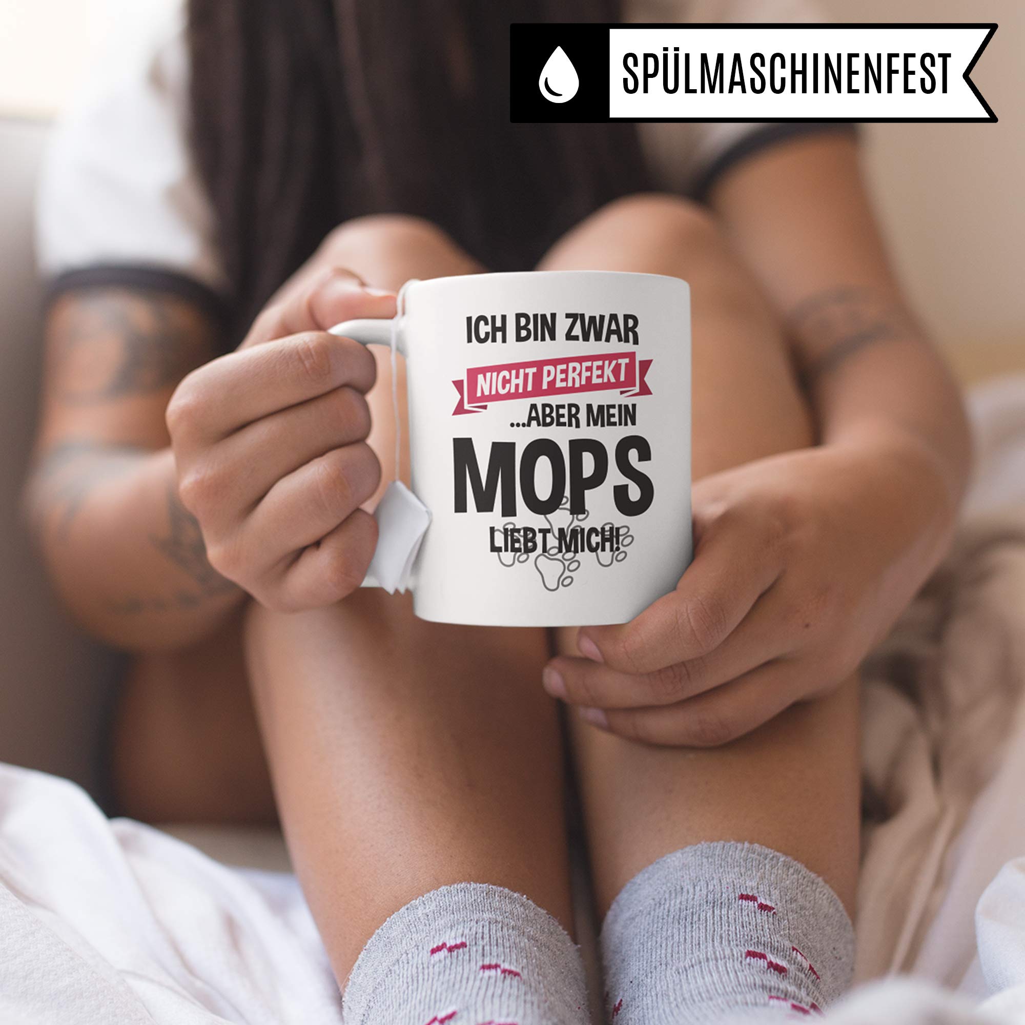 Pagma Druck Tasse Mops Geschenk Hunde Spruch Becher Geschenkidee Möpse Mops Herrchen Kaffeetasse Kaffeebecher