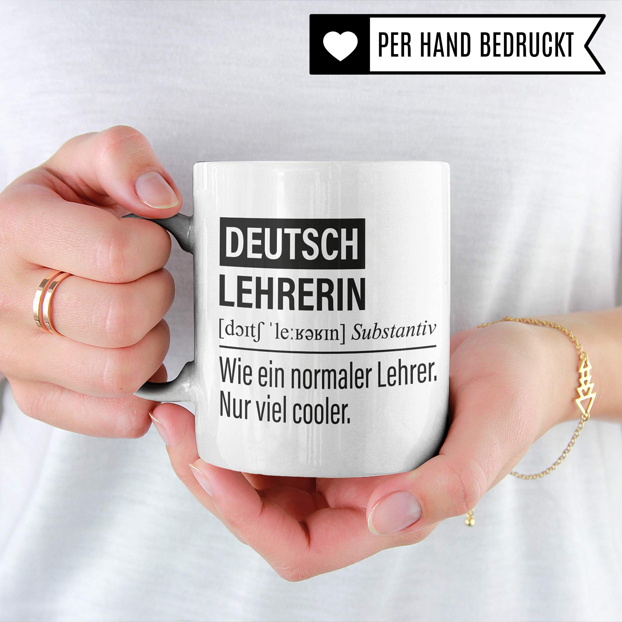 Deutsch Lehrerin Tasse, Geschenk für Deutschlehrerin, Kaffeetasse Geschenkidee Lehrerin, Kaffeebecher Lehramt Schule Deutsch Unterricht Witz