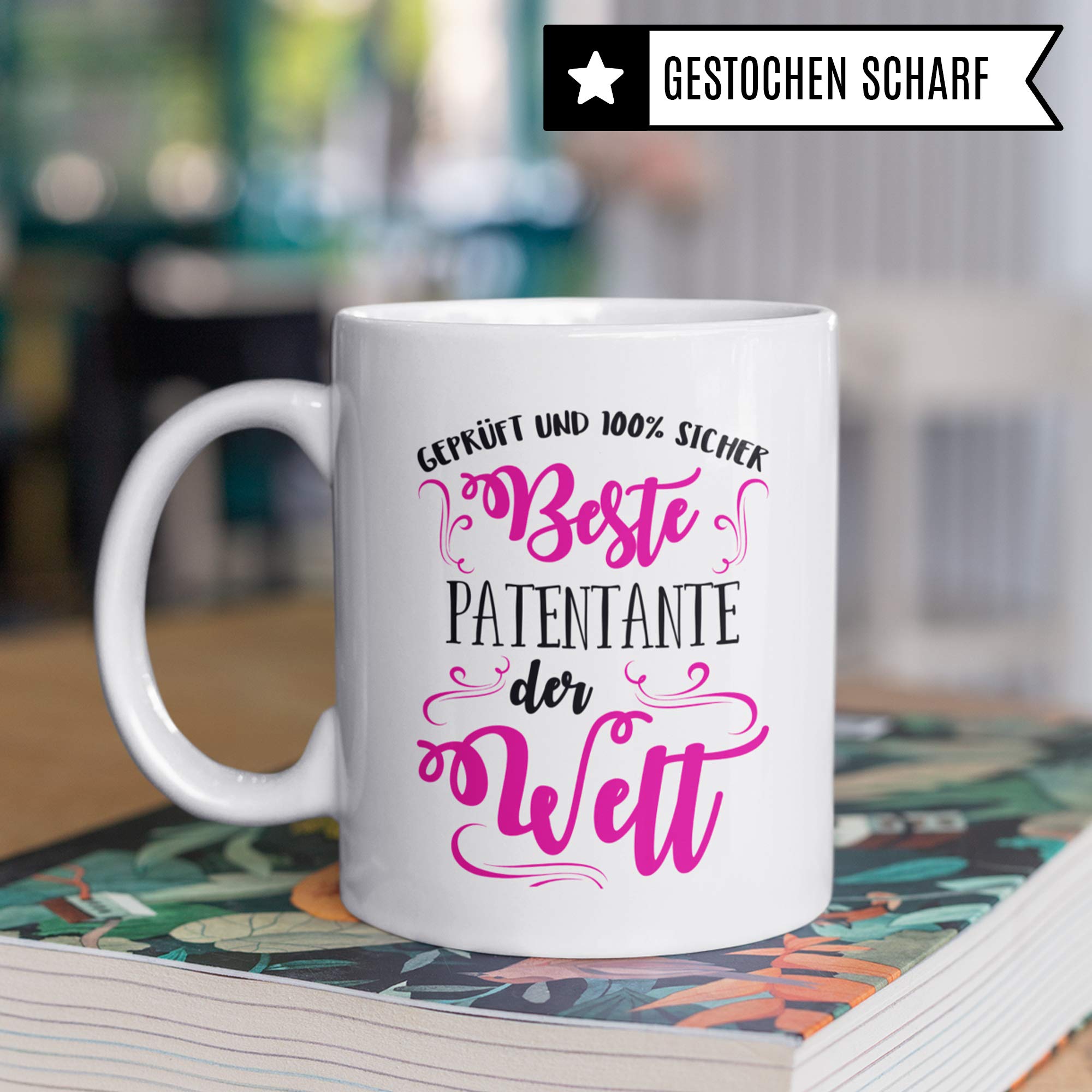 Pagma Druck Patentante Tasse, Geschenk für Patentante Patensohn Patentochter Kaffeetasse, Taufpatin Fragen Becher, Patin Taufpatin Patenkind Geschenkidee Kaffeebecher