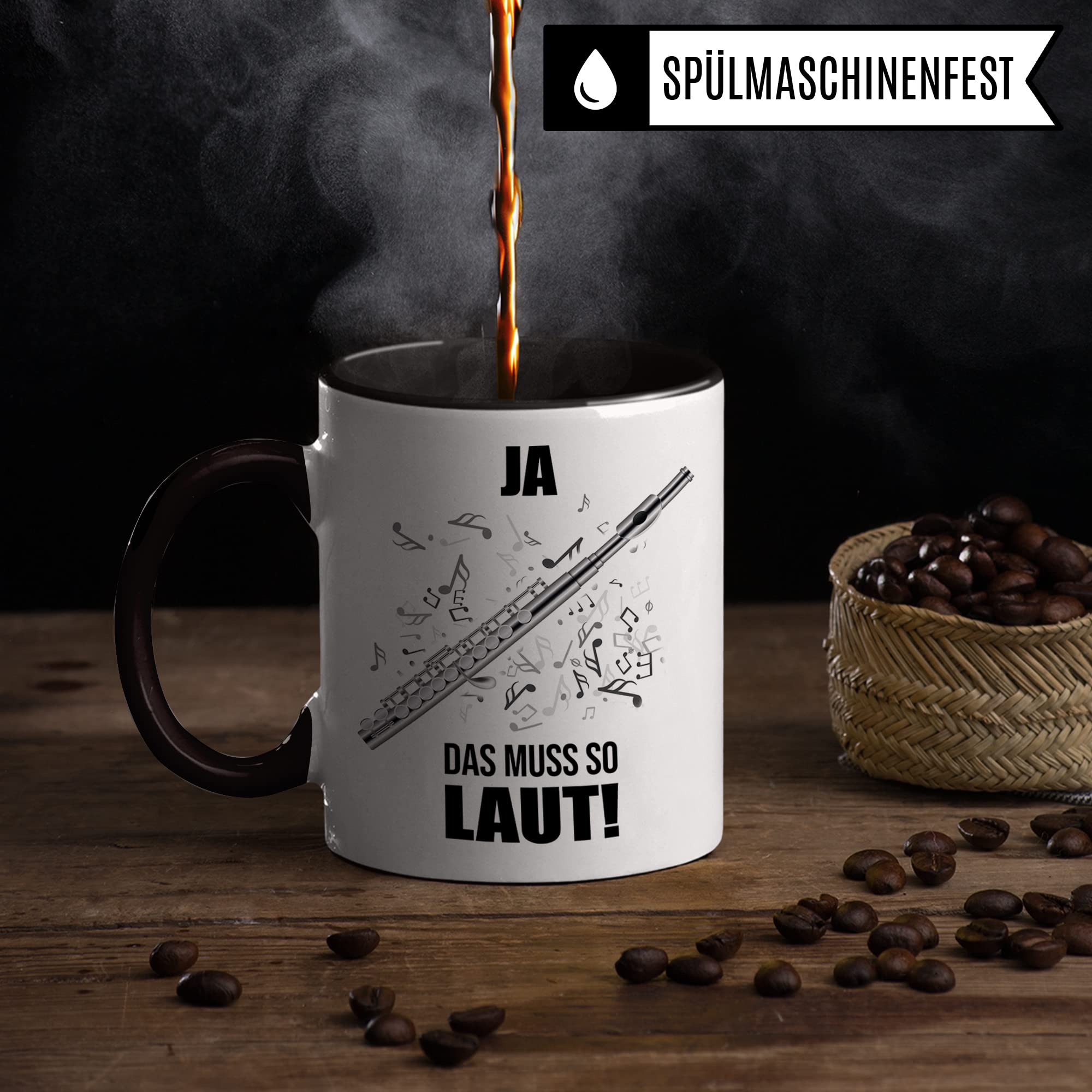 Querflöte Tasse - Musik Geschenk für Flötist Flötistin - Kaffeetasse Musiker Quer-Flötenspieler - Instrument Geschenkideen Becher Querflötist Querflötistin Spruch Kaffeebecher