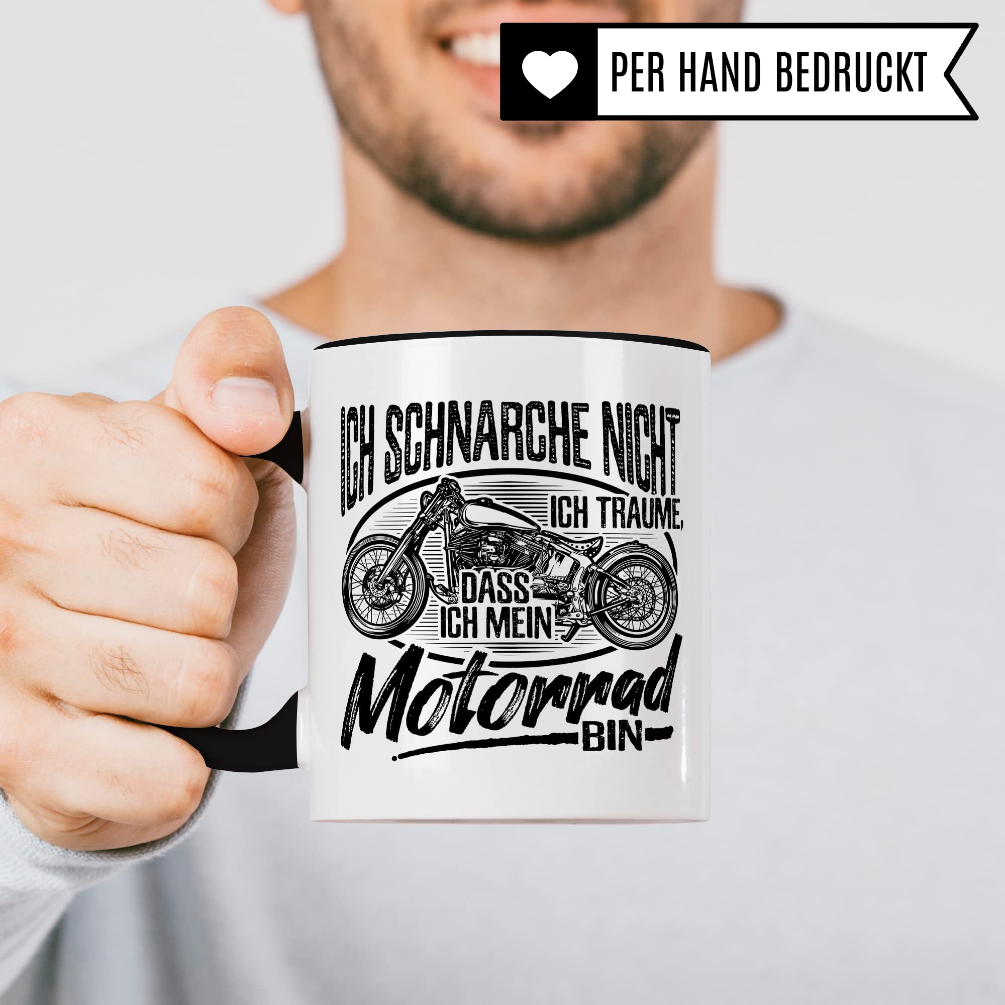 Motorrad Tasse mit Spruch, Ich schnarche nicht - Ich träume, dass Ich mein Motorrad bin, Biker Geschenk lustig Geschenkidee Kaffeetasse Motorradfahrer Motorradfahrerin Kaffee-Becher