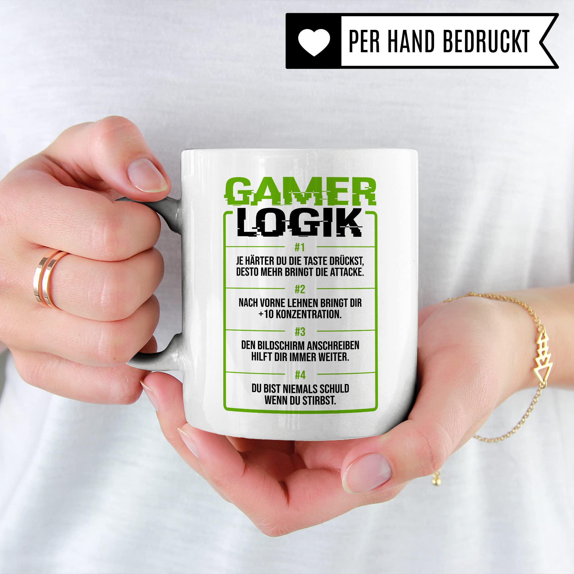 Geschenk Tasse Zocker, Gamer Logik Kaffeetasse für Computerspieler Kaffee-Becher Geschenkidee Teetasse mit Spurch lustig zocken Computer-Spiele Nerd Gaming