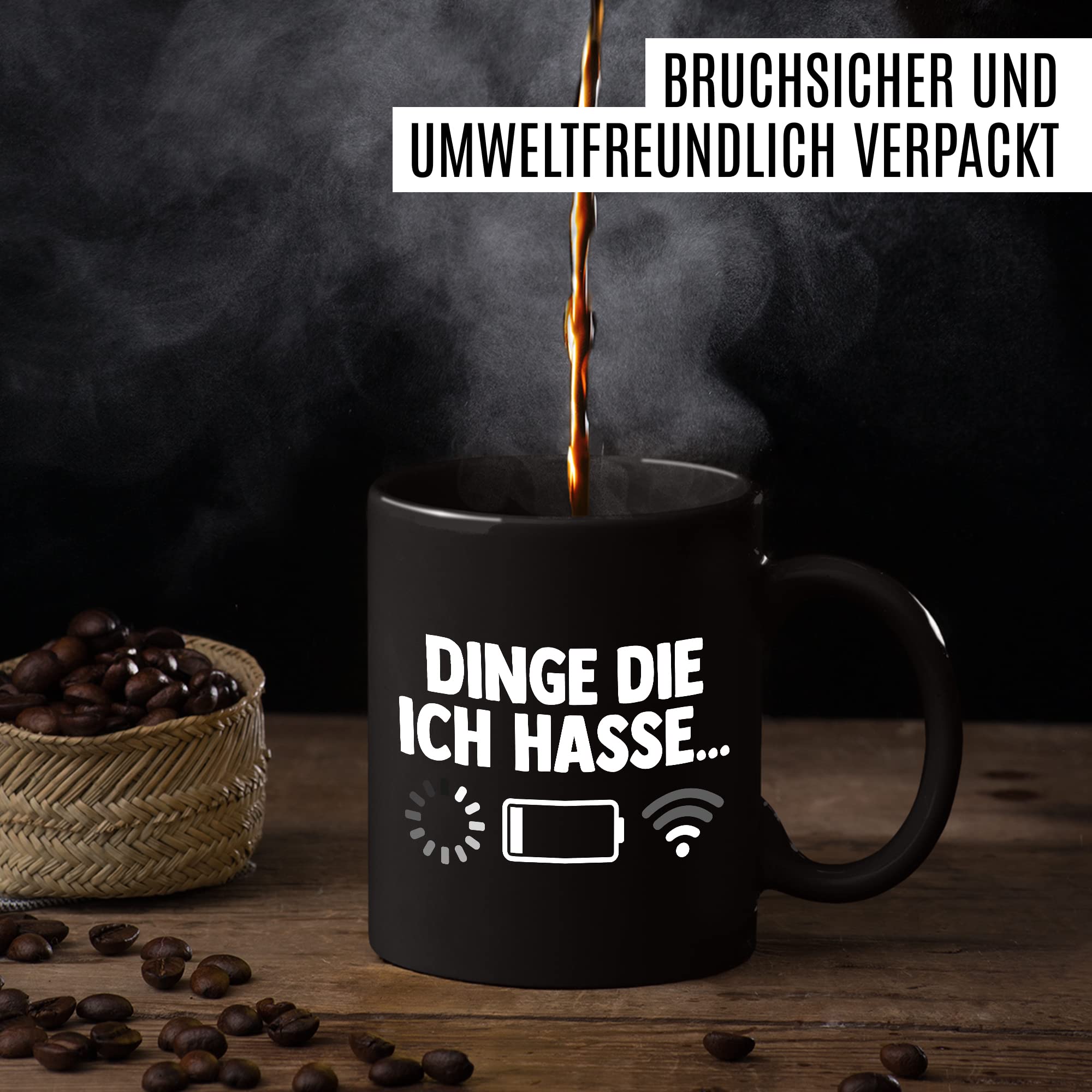 Dinge die ich hasse Tasse Schlechter Empfang Geschenkidee Kaffeetasse Wlan Akku Geschenk für Teenager Kaffeebecher Teen Becher