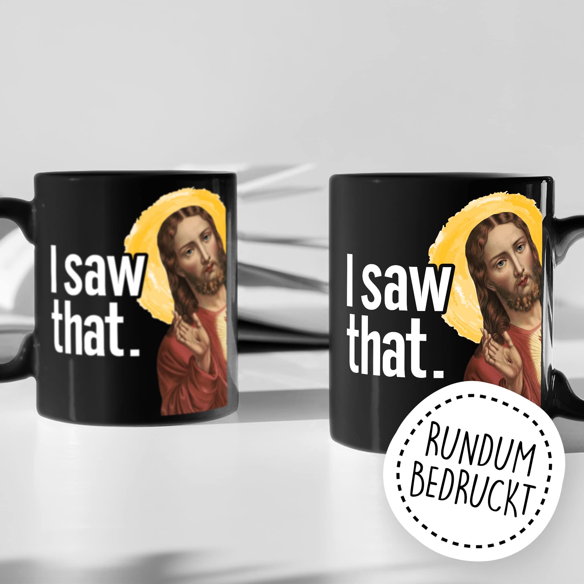 Jesus Tasse Meme Geschenkidee Humor Kaffeetasse mit lustigen Spruch Geschenk für Kollege Kaffeebecher Christus Peeking Becher