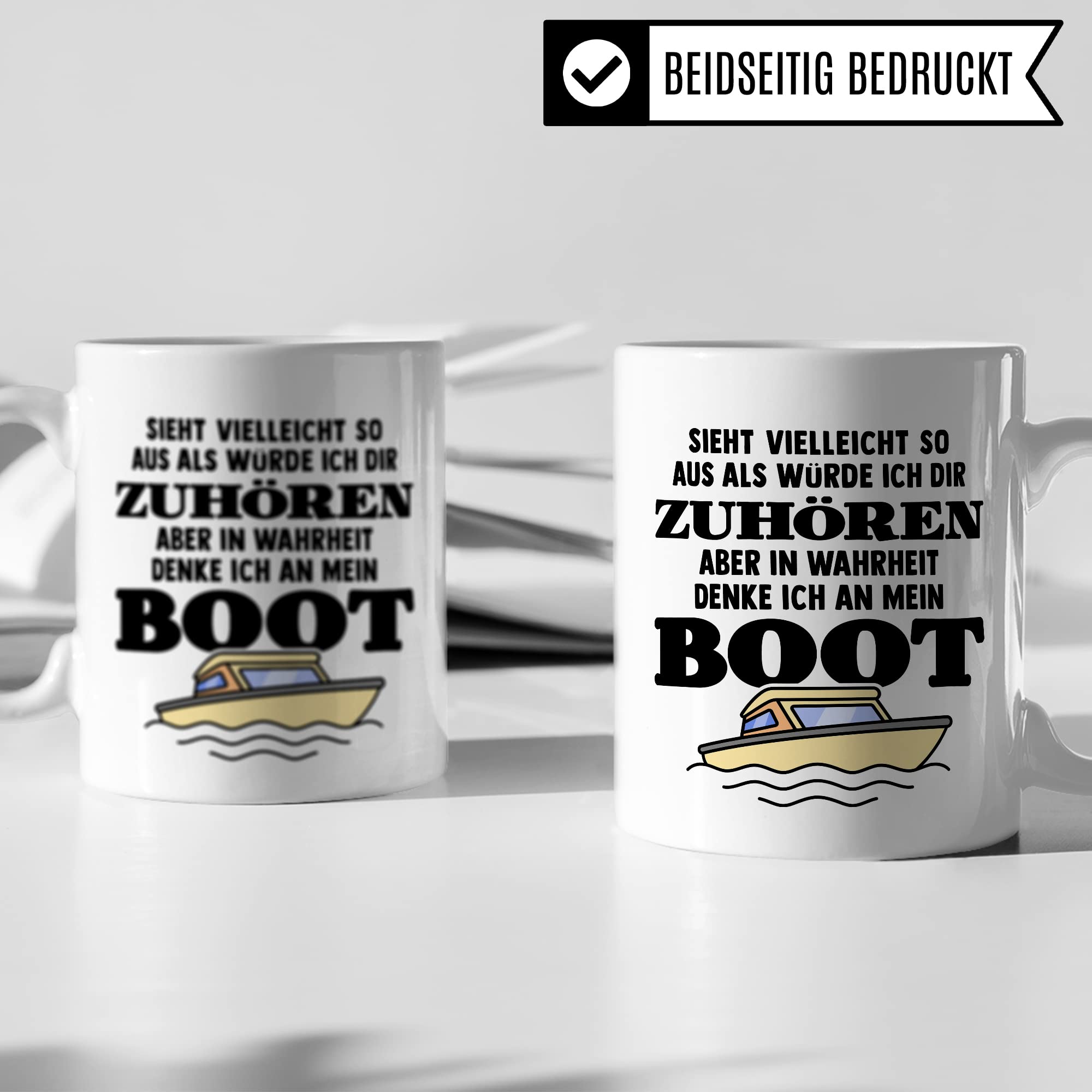 Tasse Boot, Sieht vielleicht so aus als würde ich dir zuhören aber in Wahrheit denke ich an mein Boot Kaffee-Becher Kapitän Geschenkidee Bootsliebhaber Kaffeetasse Geschenk Bootbesitzer