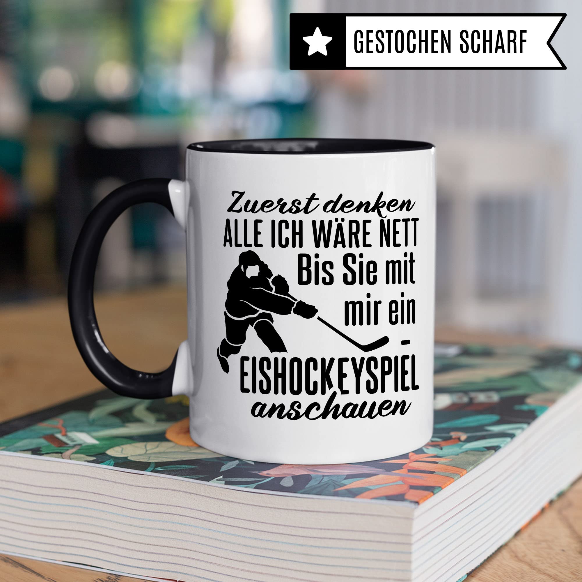 Eishockey Tasse Geschenkidee Kaffeetasse Humor Witz Geschenk für Eishockeyfan Kaffeebecher Eishockeyspiel Becher