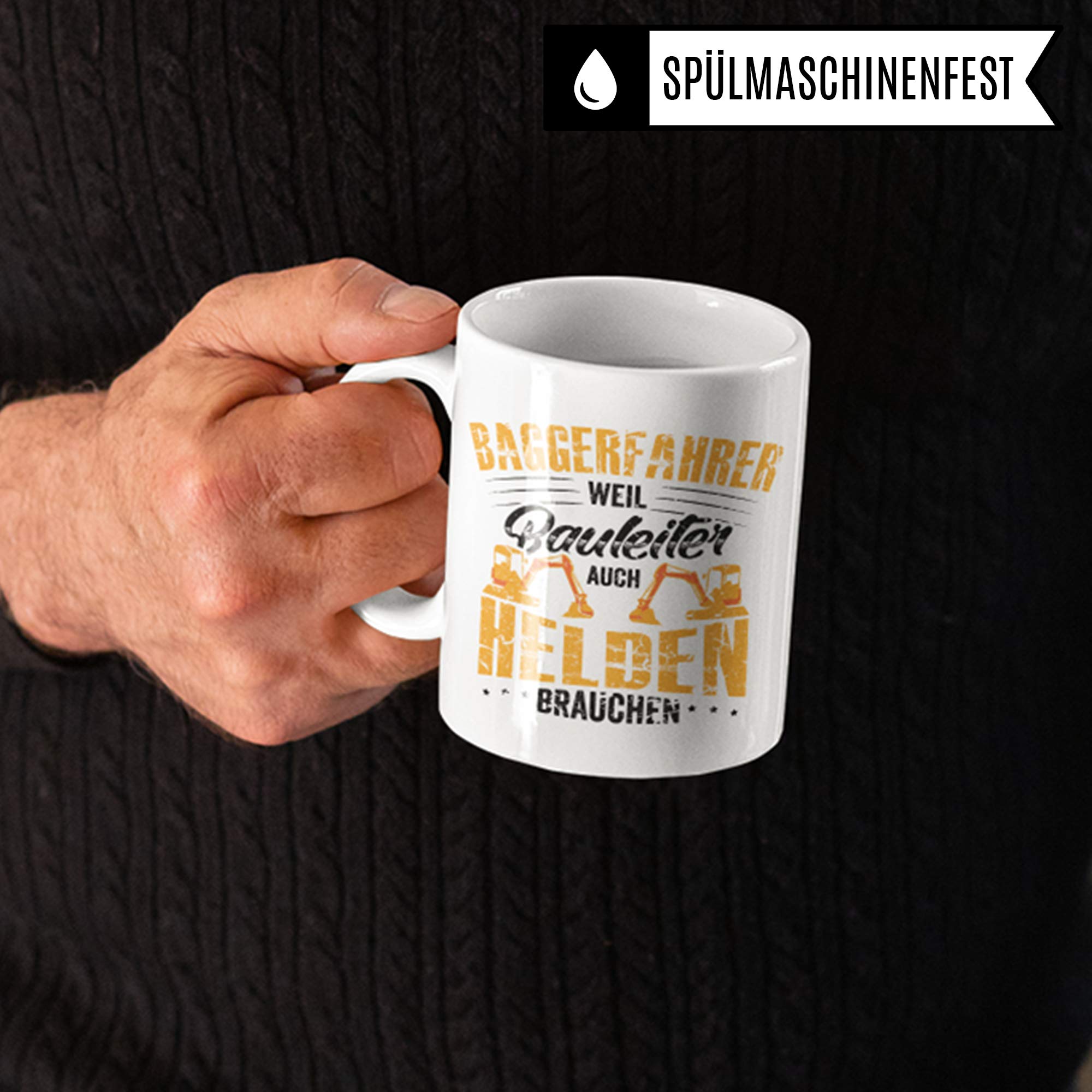 Pagma Druck Baggerfahrer Geschenk, Bagger Tasse, Geschenkidee für Baumaschinenführer & Bagger Fahrer Becher, Kaffeetasse Baumaschinen Baggerführer Baustelle Kaffeebecher