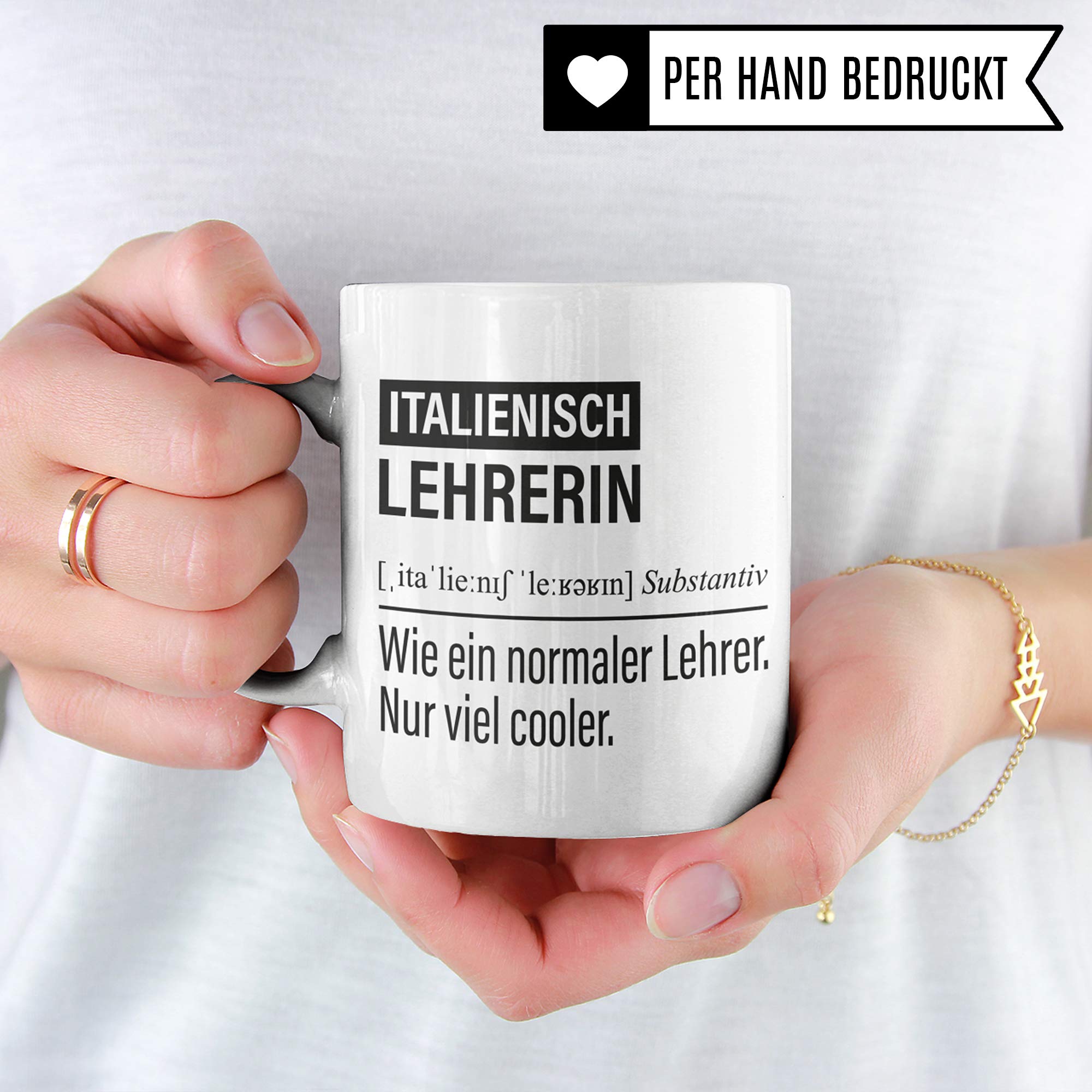 Italienisch Lehrerin Tasse, Geschenk für Italienischlehrerin, Kaffeetasse Geschenkidee Lehrerin, Kaffeebecher Lehramt Schule Italienisch Unterricht Witz