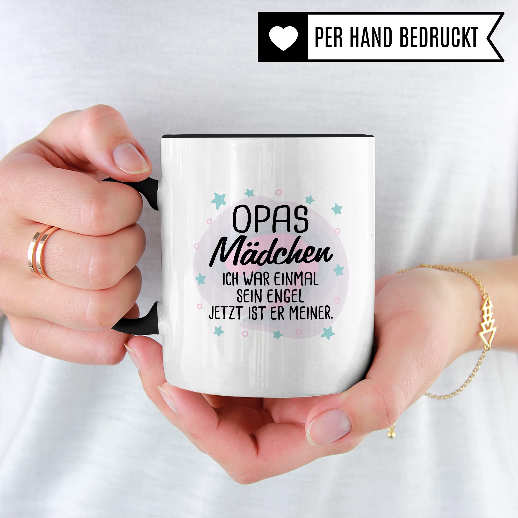 Tasse Opas Mädchen Geschenk, Opas Mädchen - Ich war einmal sein Engel - Jetzt ist er meiner Geschenkidee Enkelin Tod Großvater Trauer Kaffeetasse mit Spruch Kaffee-Becher