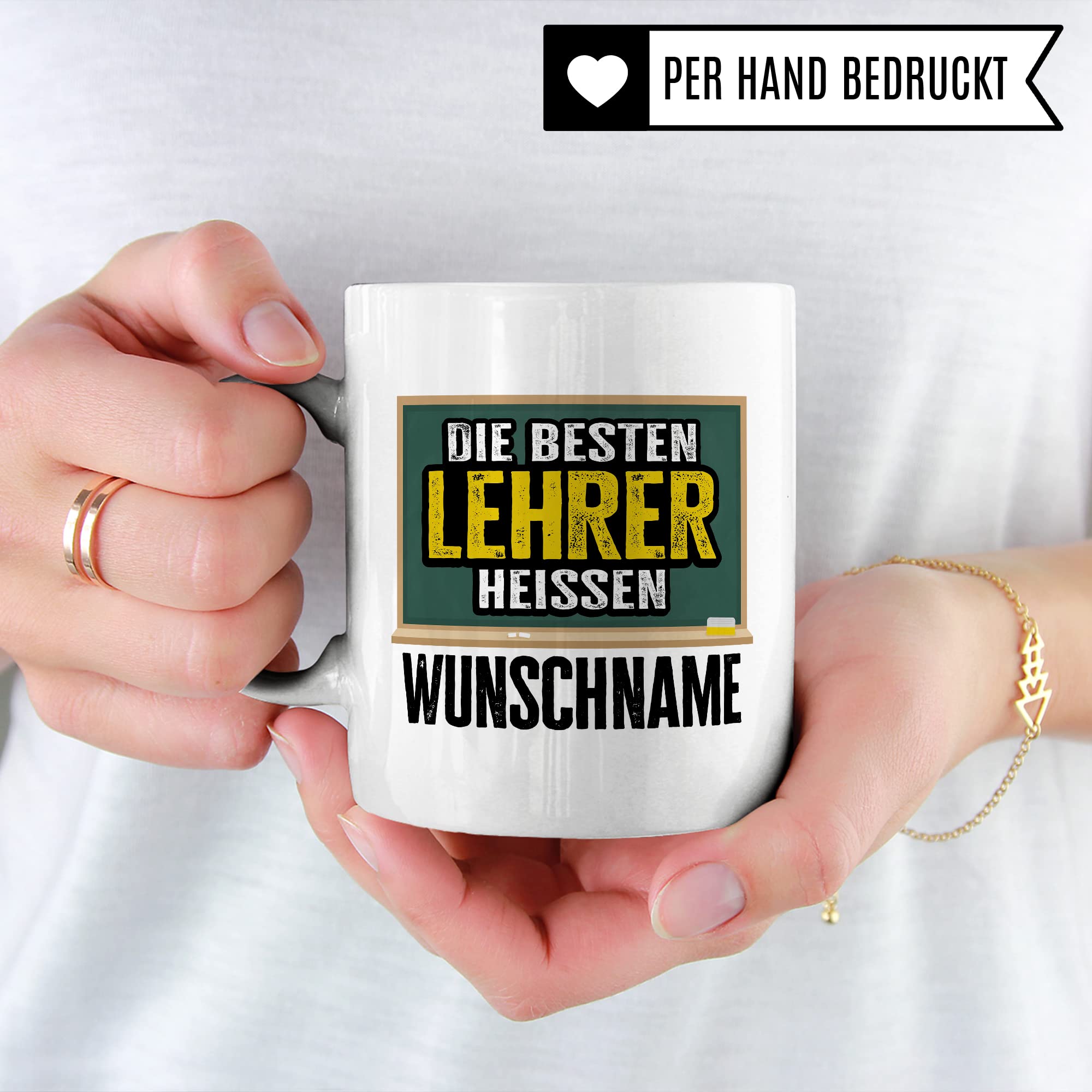 Bester Lehrer Tasse mit Spruch Geschenk Kaffee-Tasse personalisiert mit Namen Kaffee-Becher Lehrer lustig Geschenkidee Lehrerin personalisierbar Abschied Abschiedsgeschenk