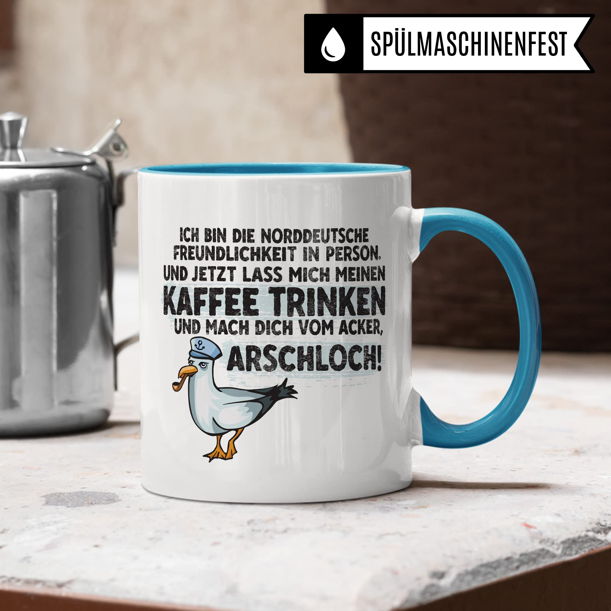 Moin Tasse Kaffee-Tasse Geschenkidee für Norddeutsche Norddeutschland Meer Nordsee Ostsee Kaffeebecher