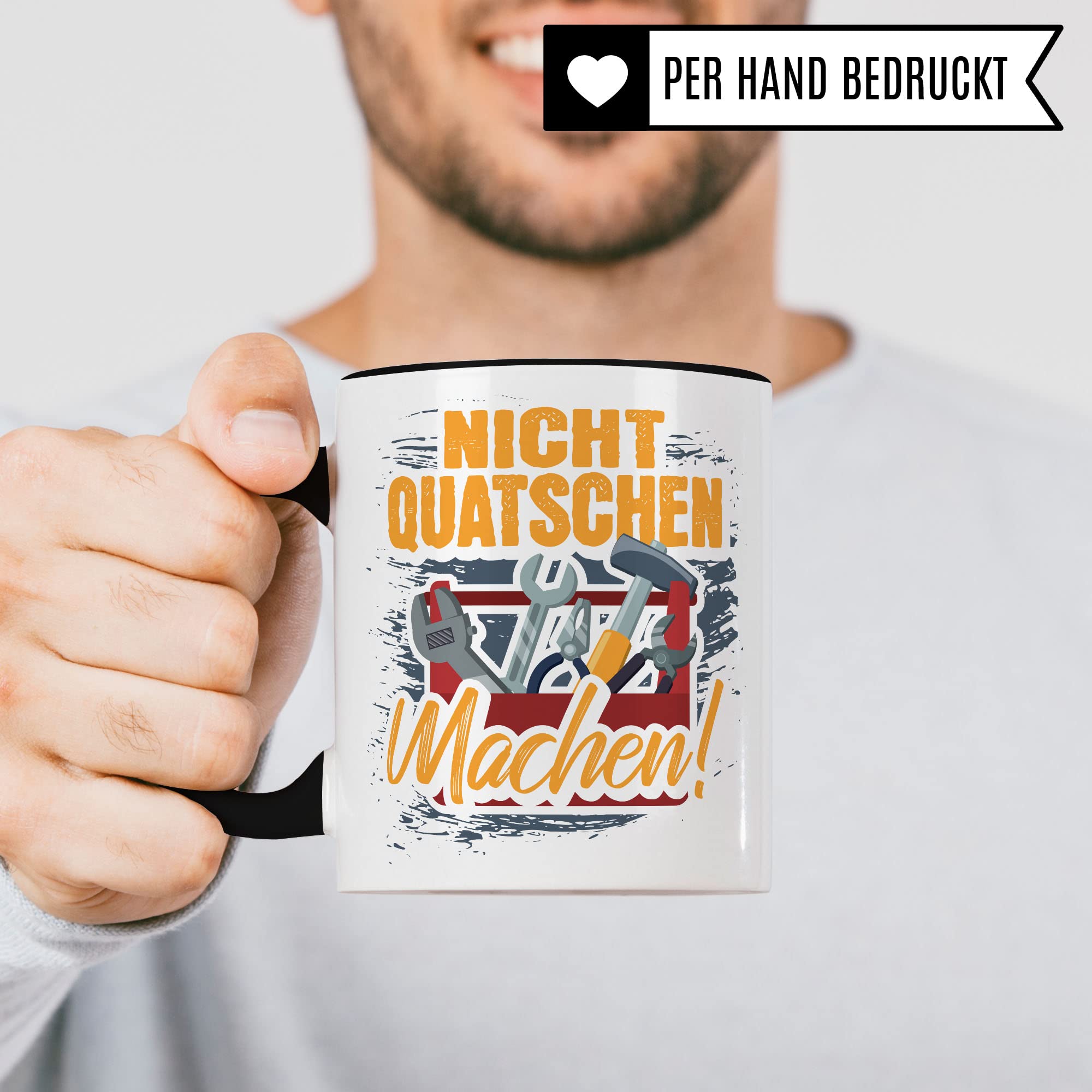 Handwerker Tasse, Werkstatt Spruch lustig, Männer Kaffeetasse Geschenkidee, Bauarbeiter Kaffeebecher, Bastler Becher, Humor Witz Geschenk für Heimwerker