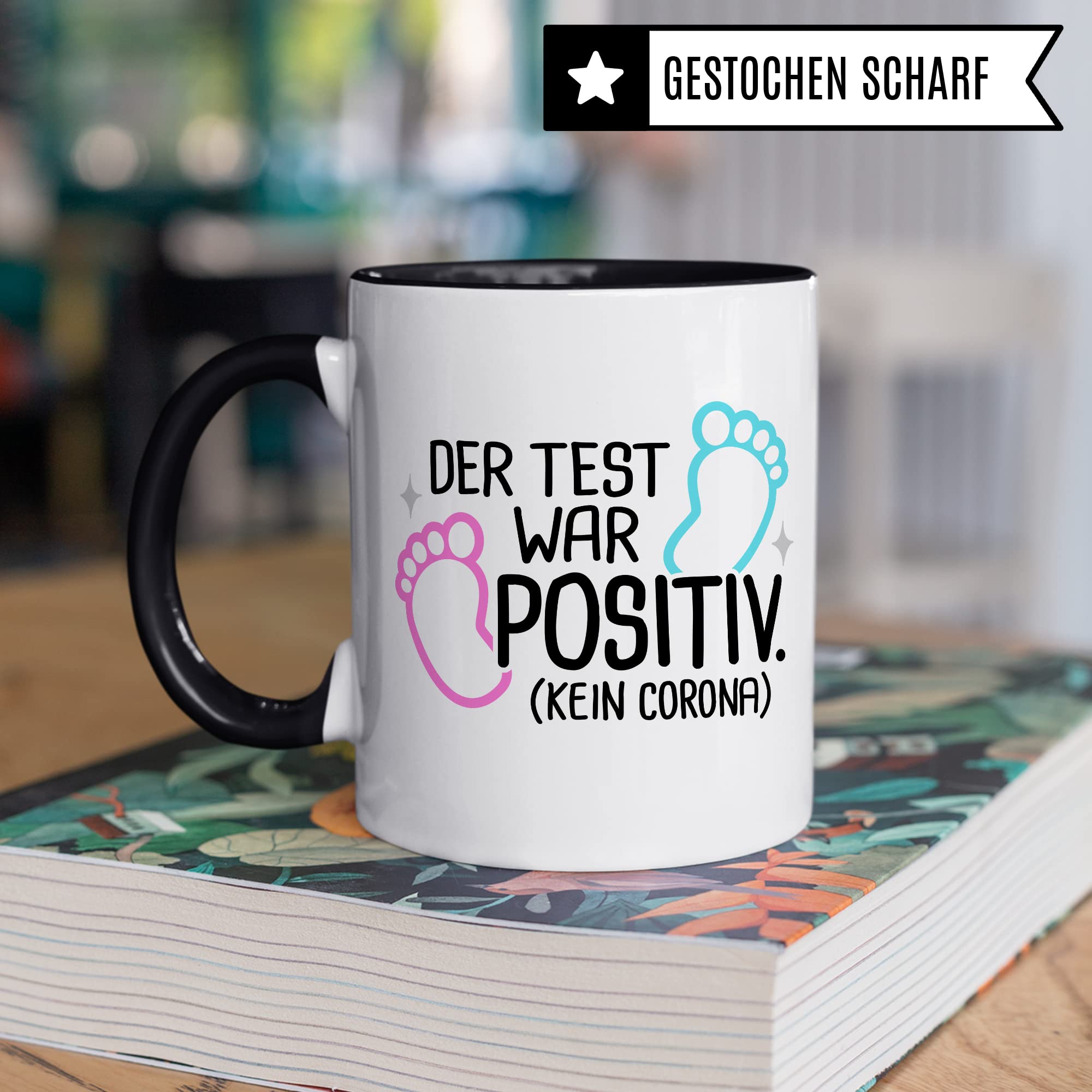 Schwangerschaft Tasse, Der Test war positiv, werdende Mama Geschenk Schwanger Freundin Papa Vater Geschenke für Opa Opa Schwester Bruder schöner Spruch Kaffee-Becher