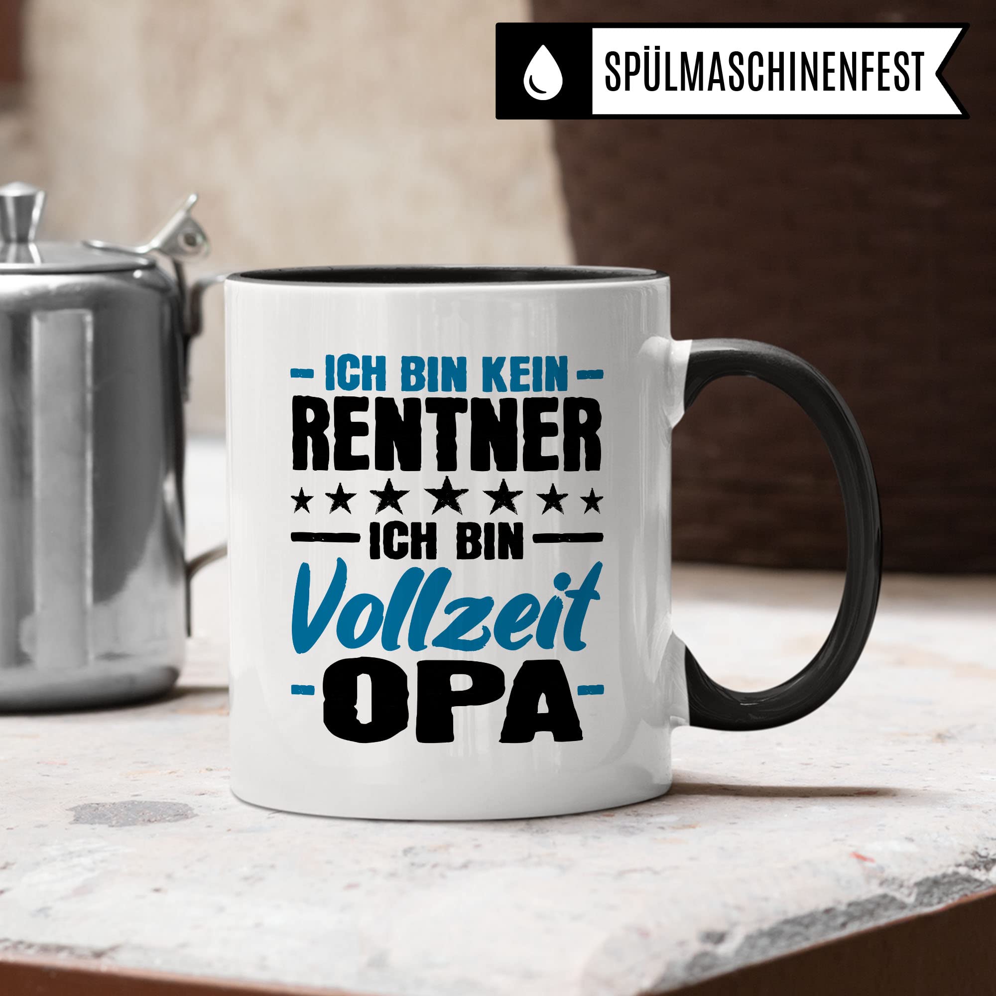 Opa Tasse Geschenk, Ich bin kein Rentner - Ich bin Vollzeit Opa Geschenkidee Renteneintritt Pensionierer Kaffee-Becher Kaffeetasse mit Spruch lustig Teetasse Ruhestand Großvater