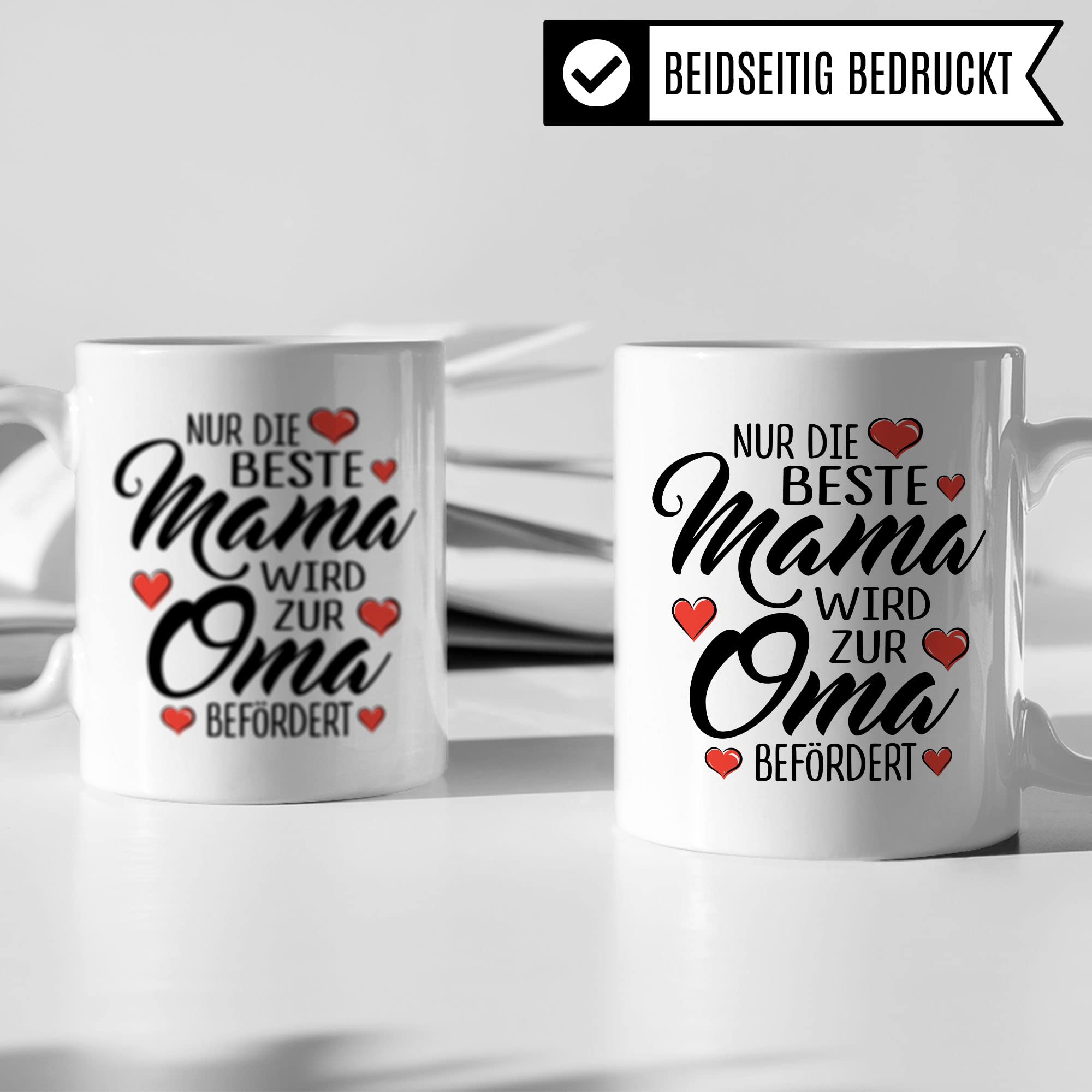 Oma Tasse mit Spruch, Nur die beste Mama wird zur Oma befördert, Geschenk Großmutter, Baby Ankündigung Reveal Geschenkidee Kaffeetasse Enkel