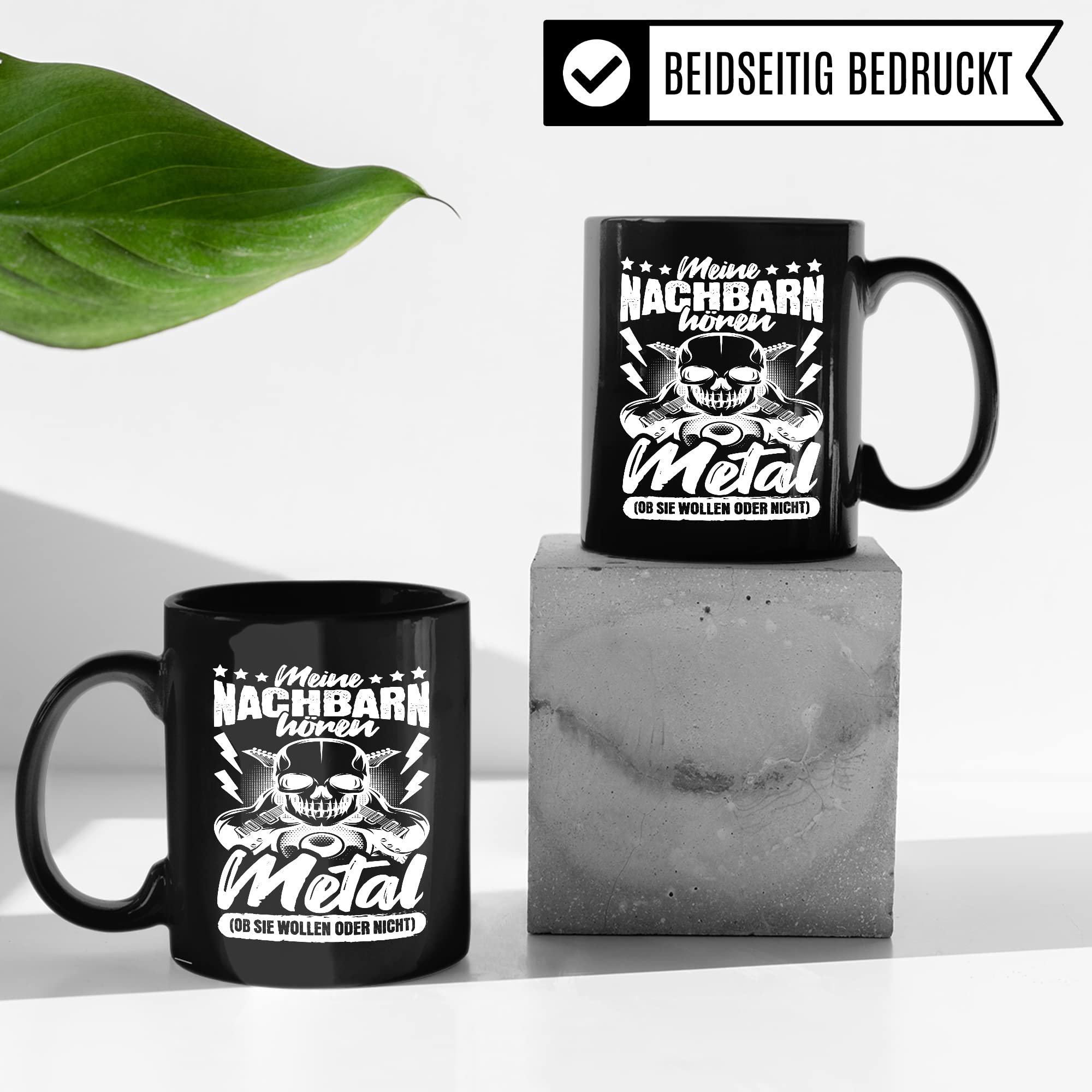 Metal Tasse Rocker Kaffeetasse Metal Fan Geschenkidee Kaffee-Becher Metalic Geschenk Spruch lustig Humor Teetasse Witz Meine Nachbarn hören Metal