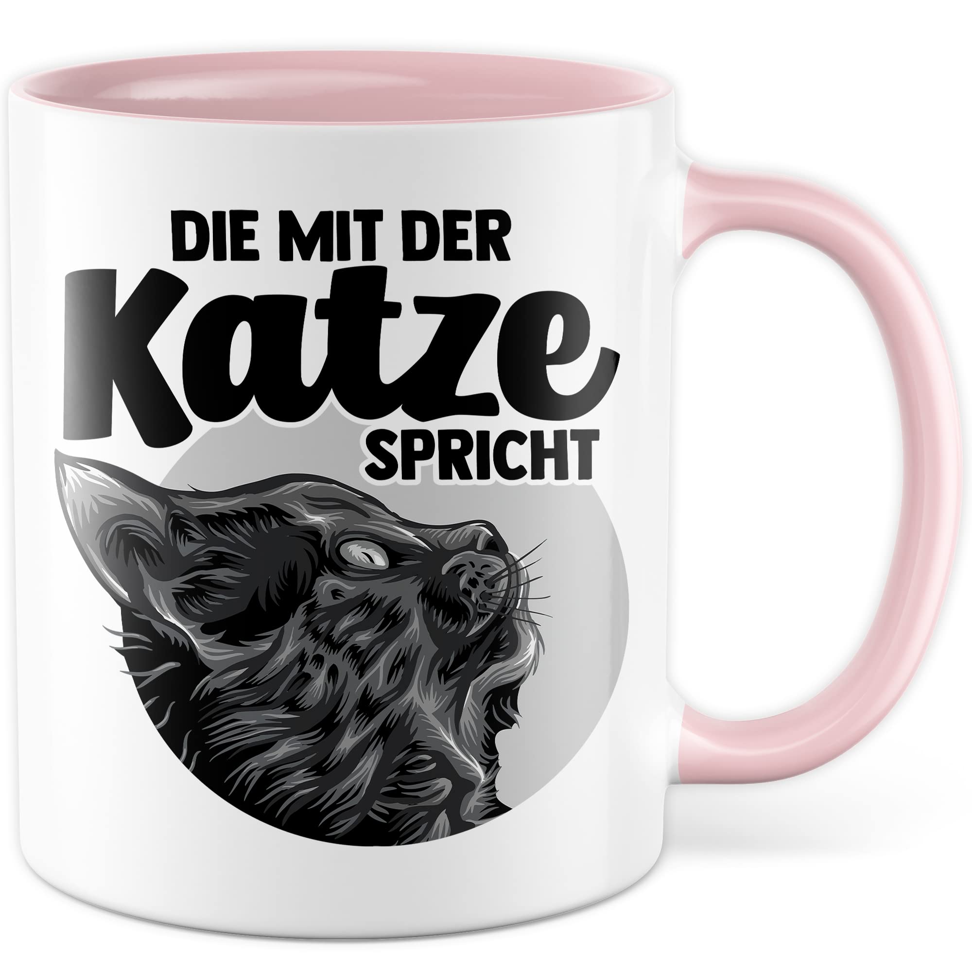 Tasse Katze Geschenk, Die mit der Katze spricht Geschenkidee Kaffeetasse mit Spruch lustig Kaffee-Becher Katzen Katzen-Liebhaber Teetasse Katzen-Motiv