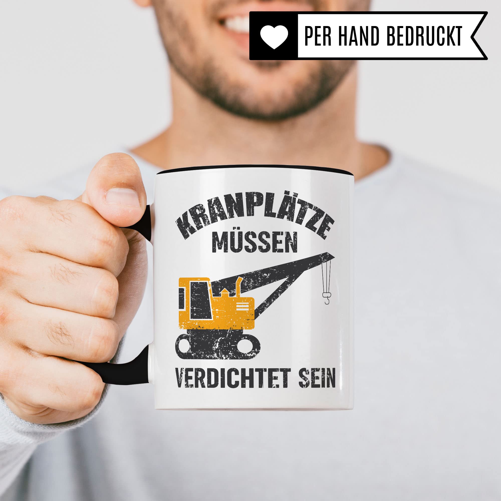 Baustellen Tasse, Bauarbeiter Spruch lustig, Männer Kaffeetasse Geschenkidee, Kranfahrer Kaffeebecher, Bagger Becher, Humor Witz Geschenk für Baustelle