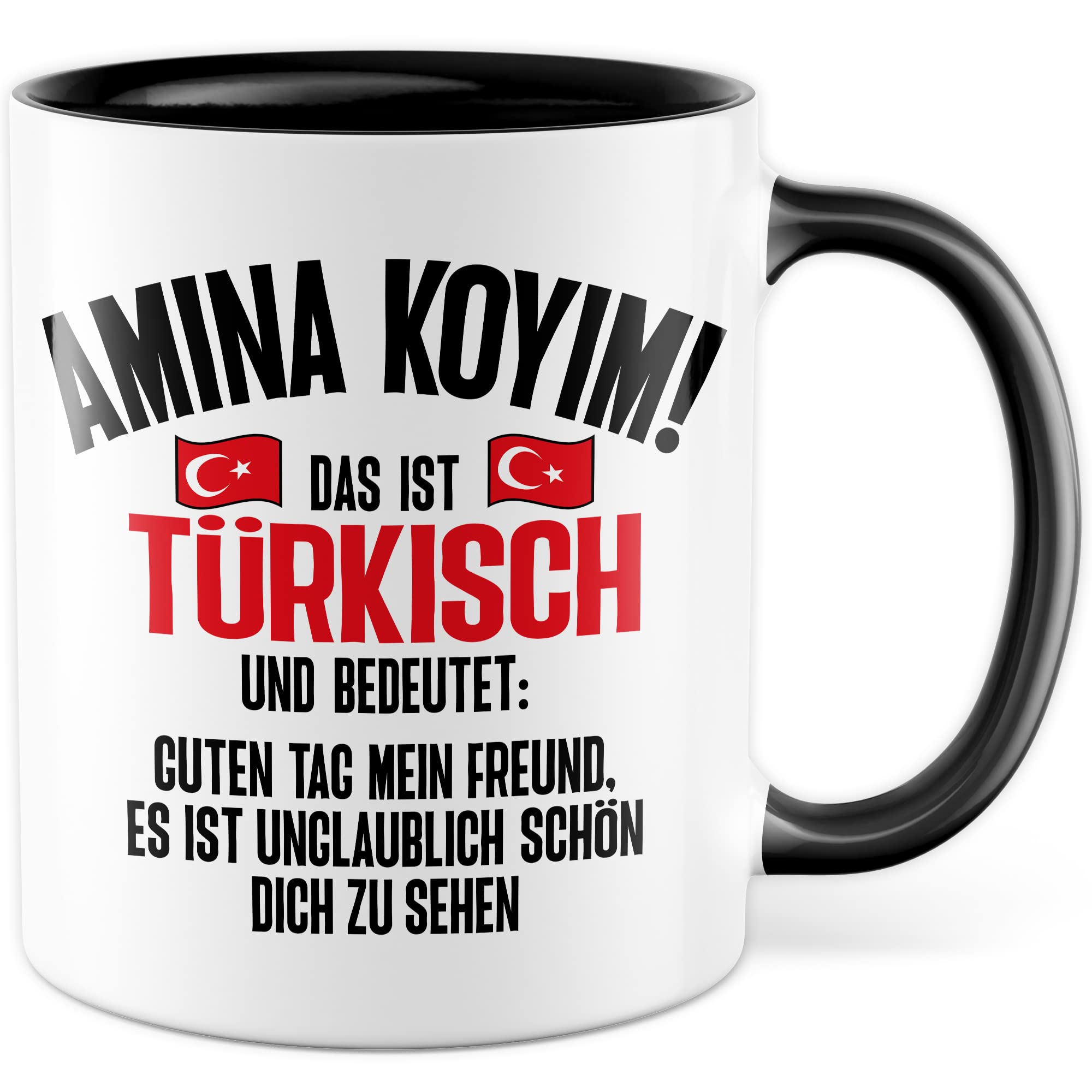 Amina Koyim Tasse lustige Kaffeetasse mit Spruch türkisch Kaffee-Becher Türken Witz Amina Koyim Geschenkidee Türke Türkin Geschenk Türkei türkisch Sarkasmus Schimpfwort Beleidigung Sprache