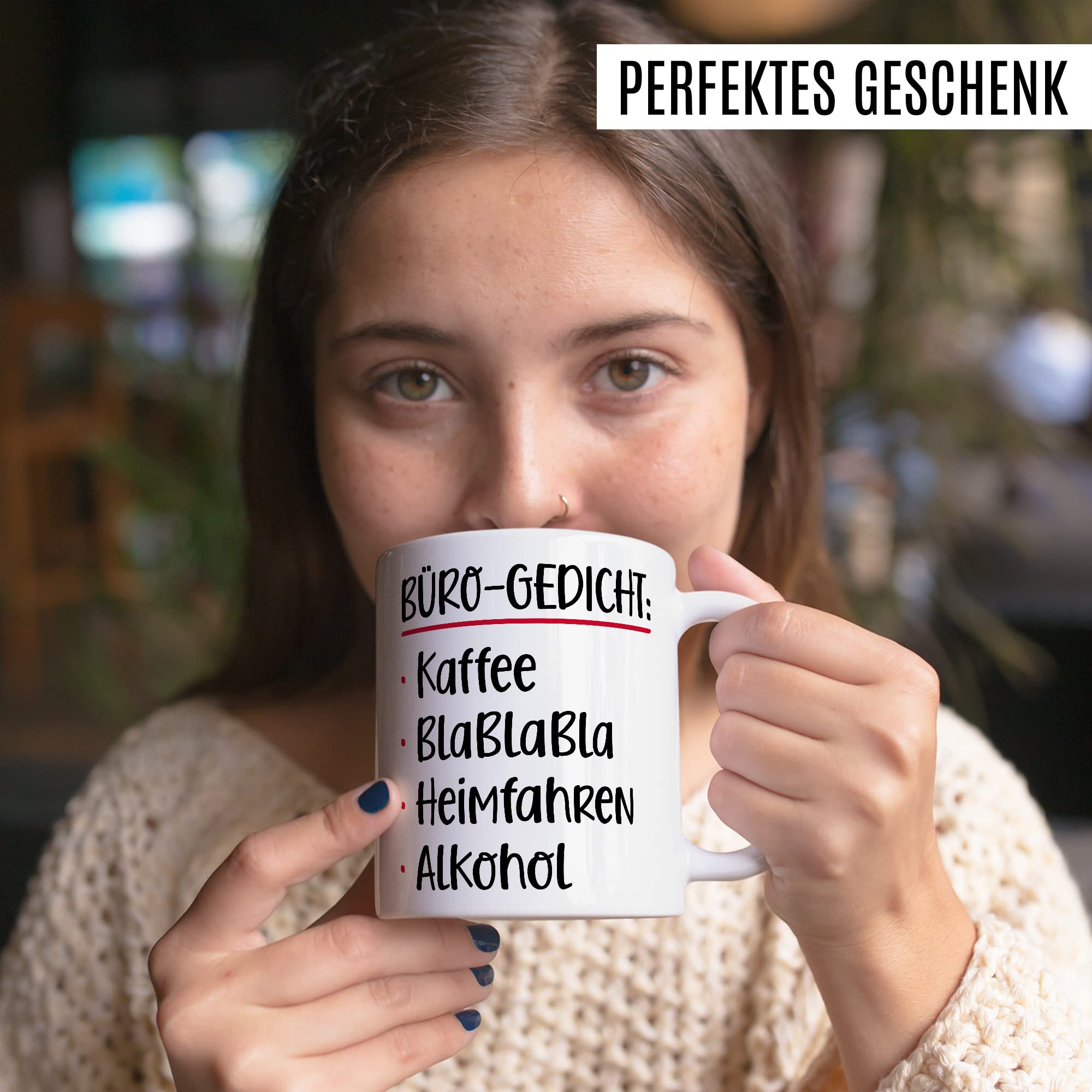 Büro Gedicht Tasse lustig Kaffee Alkohol Spruch Kaffeetasse Kollege Geschenk Kaffee-Becher Kollegin Geschenkidee Humor