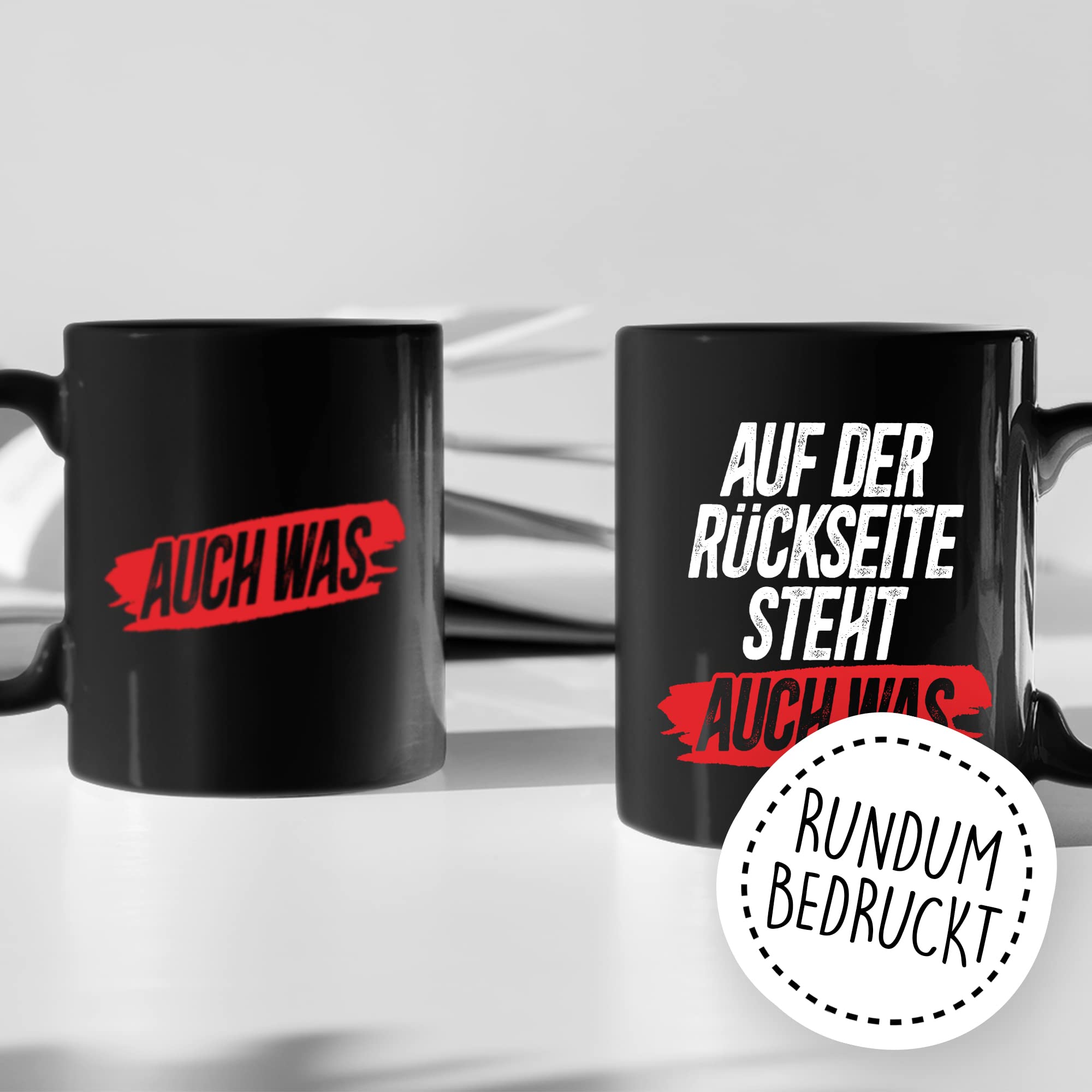 Tasse Spruch lustig, Auf der Rückseite steht auch was Tasse mit Spruch lustig Geschenk Geschnekidee Kaffee-Becher Kaffeetasse Humor Flachwitz Schenkelklopfer witzig