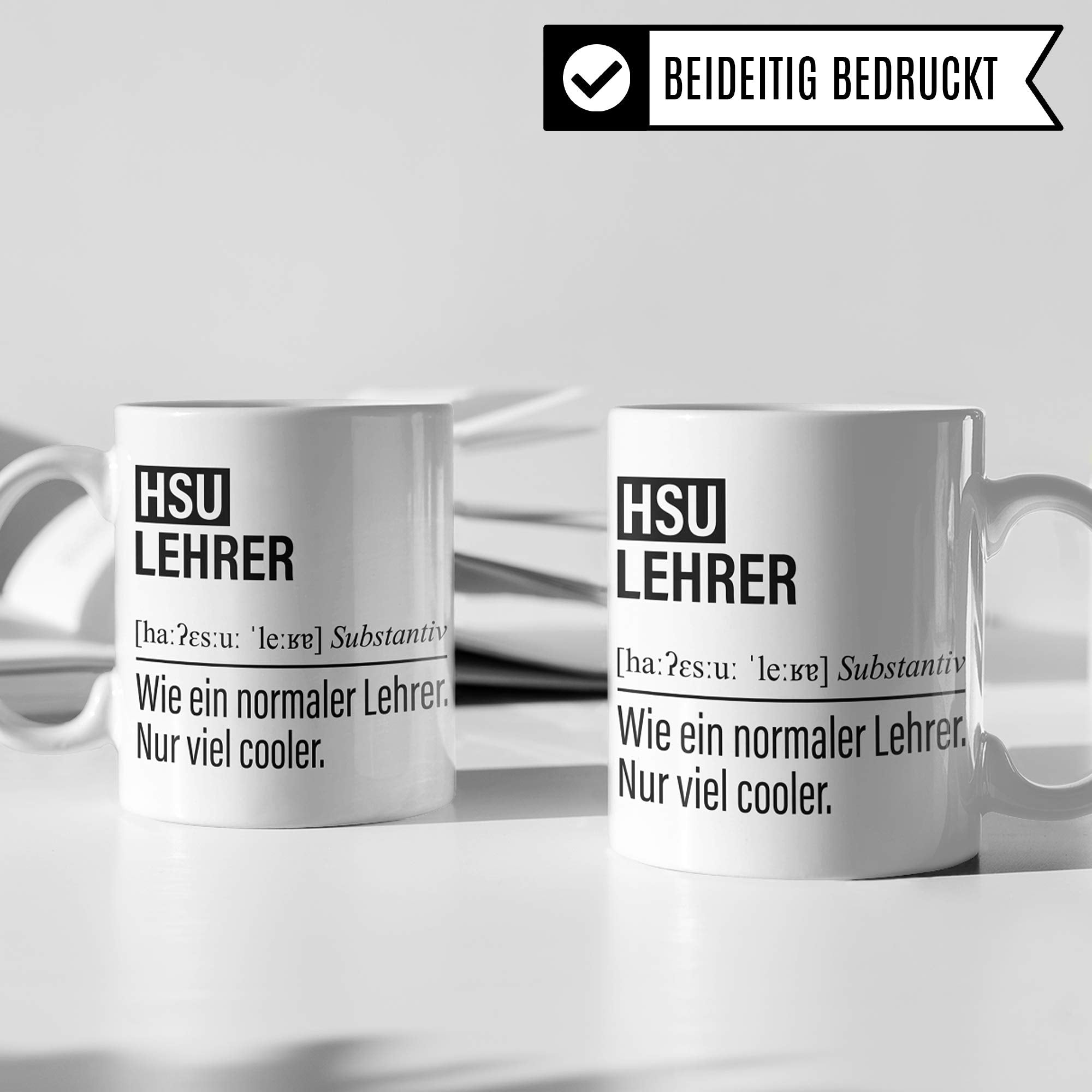 HSU Lehrer Tasse, Geschenk für Heimatunterricht Sachunterricht Lehrer, Kaffeetasse Geschenkidee Lehrer, Kaffeebecher Lehramt Schule HSU Unterricht Witz