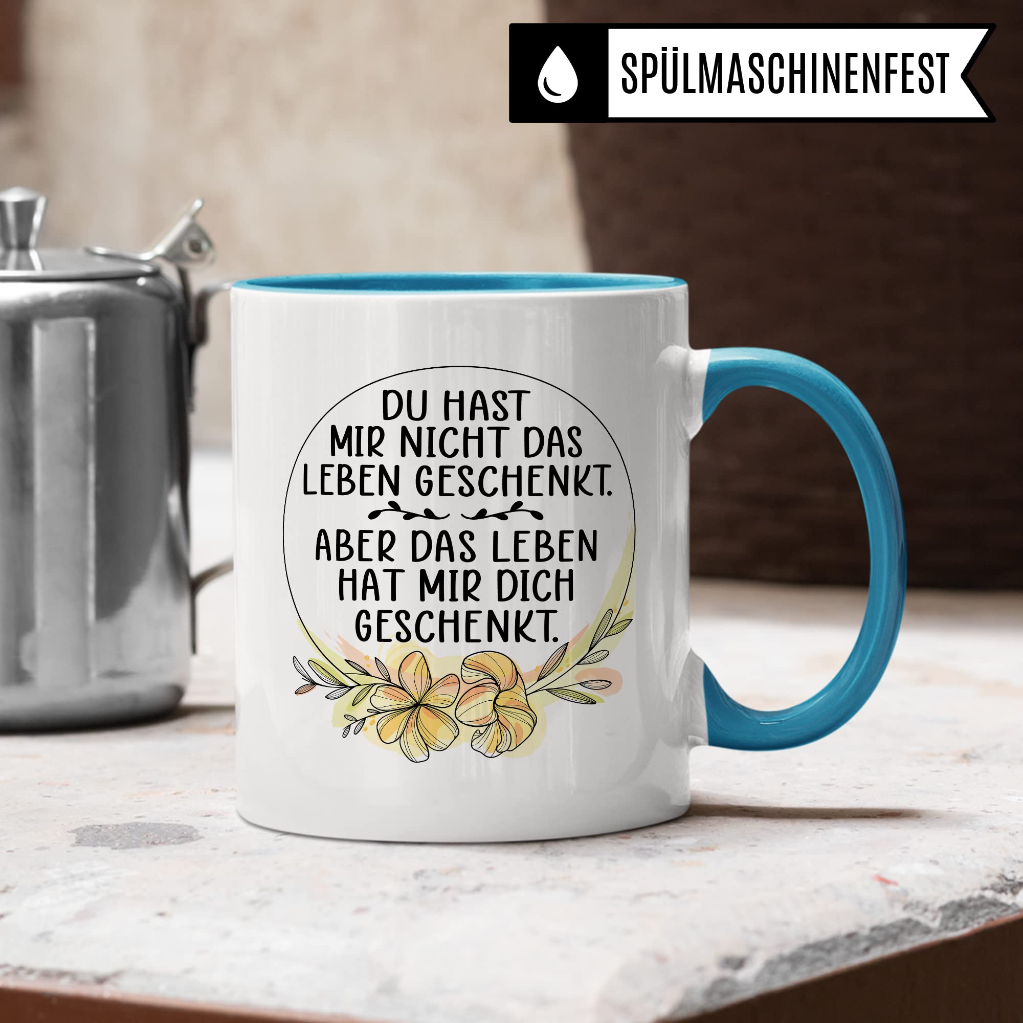 Tasse Pflegemama Geschenk, Das Leben hat mir dich geschenkt Geschenkidee Pflegemutter Tasse mit Spruch Kaffee-Becher Kaffeetasse Stiefmutter Ziehmutter Ersatzmama