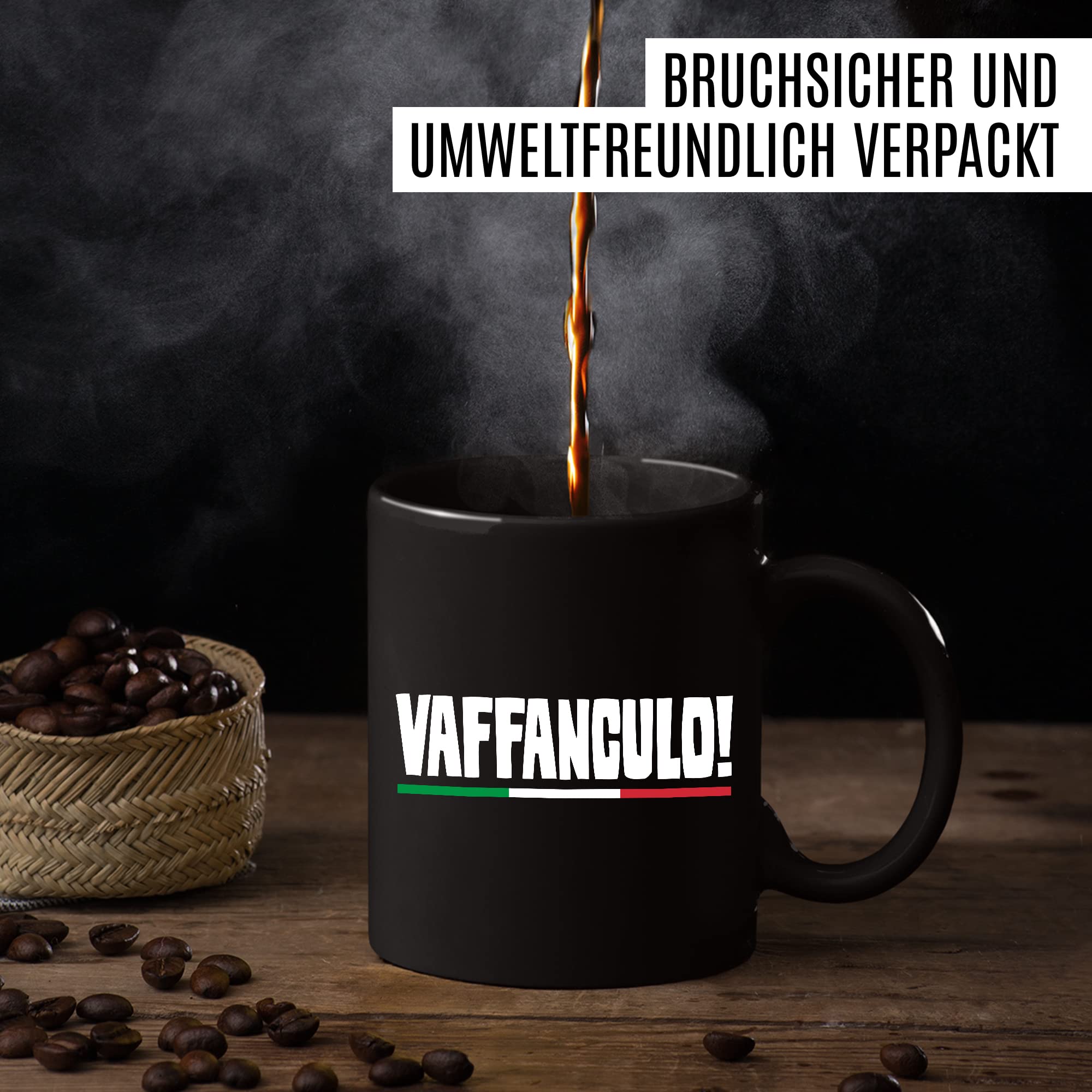 Vaffanculo Tasse lustige Kaffeetasse mit Spruch italienisch Kaffee-Becher Italienern Witz Vaffanculo Geschenkidee Italiener Italienerin Geschenk Italien italienisch Sarkasmus Schimpfwort Beleidigung Sprache