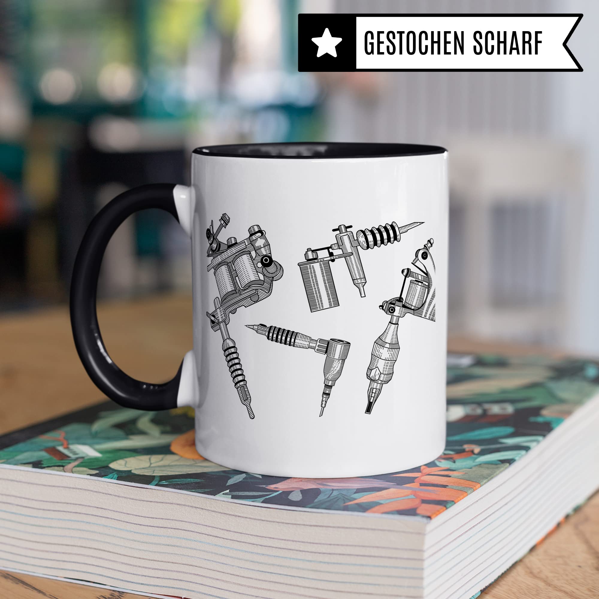 Tattoo Tasse, Tattoo Maschine Spruch, Geschenk Tattowierer Tattoo Motiv Spruch, Geschenkidee Tattowierte Beruf Tattoowierer Kaffeetasse schönes Motiv