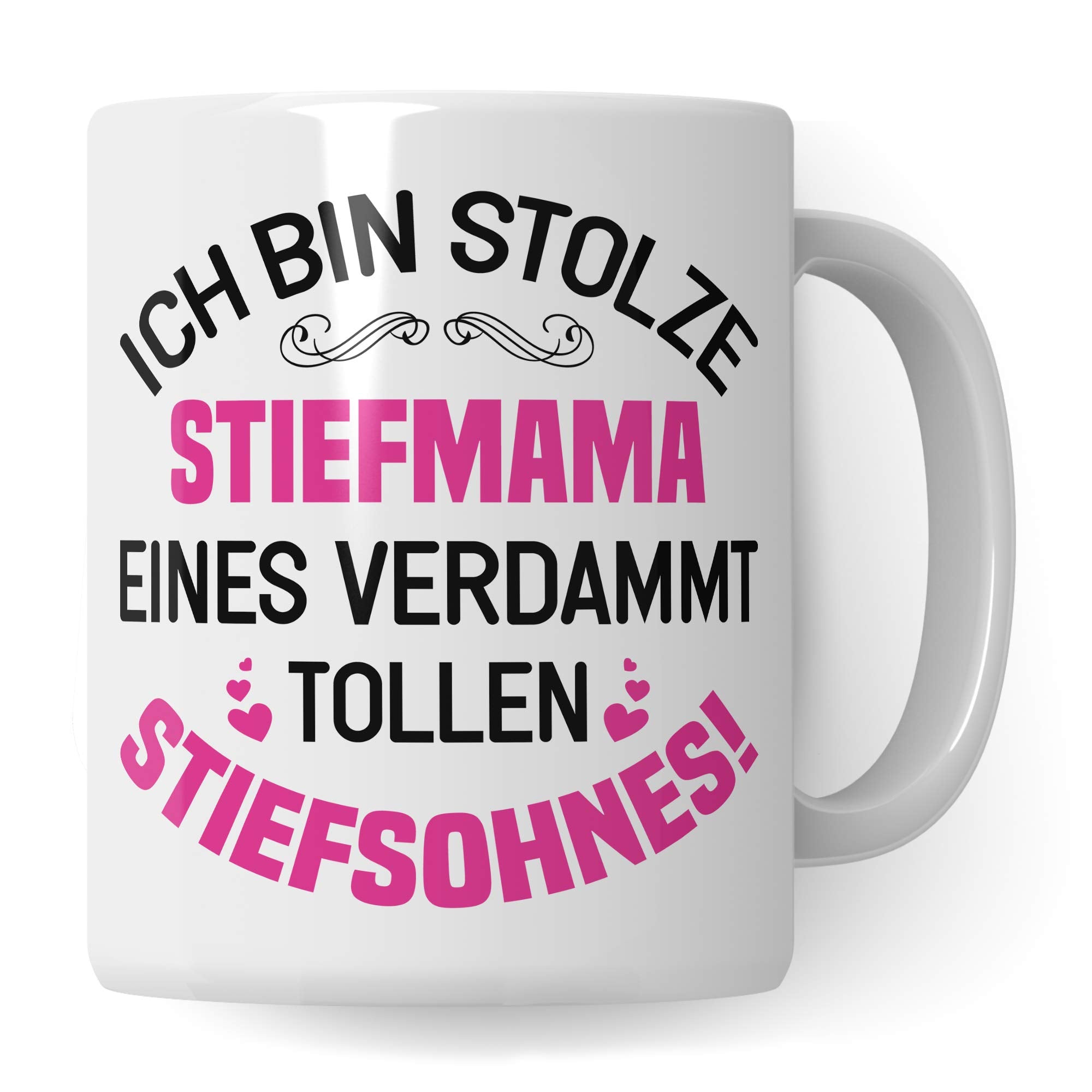 Pagma Druck Tasse Stiefmutter Stiefsohn, Bonus Mama Kaffeetasse Geschenk Spruch, Bonusmama Stief Mutter Sohn Geschenkidee Kaffeebecher (Weiß/Weiß)