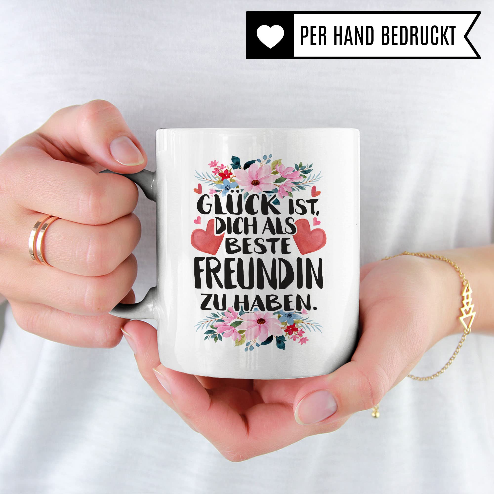 Beste Freundin Tasse Freundinen Kaffeetasse BFF Frauen Geschenkidee Geschenk Freunde für immer Freundschaft Glück ist, dich als beste Freundin zu haben Spruch