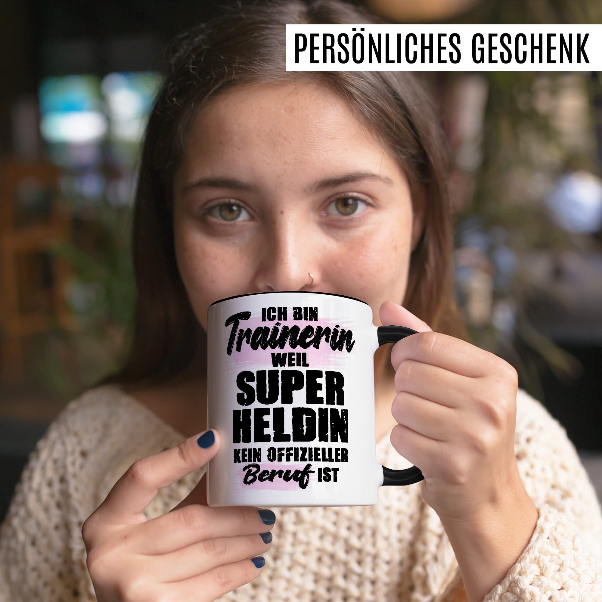Tasse Trainerin Geschenk, Ich bin Trainerin weil Superhelding kein offizieller Beruf ist Geschenkidee Kaffee-Becher Kaffeetasse mit Spruch lustig Coach Teetasse