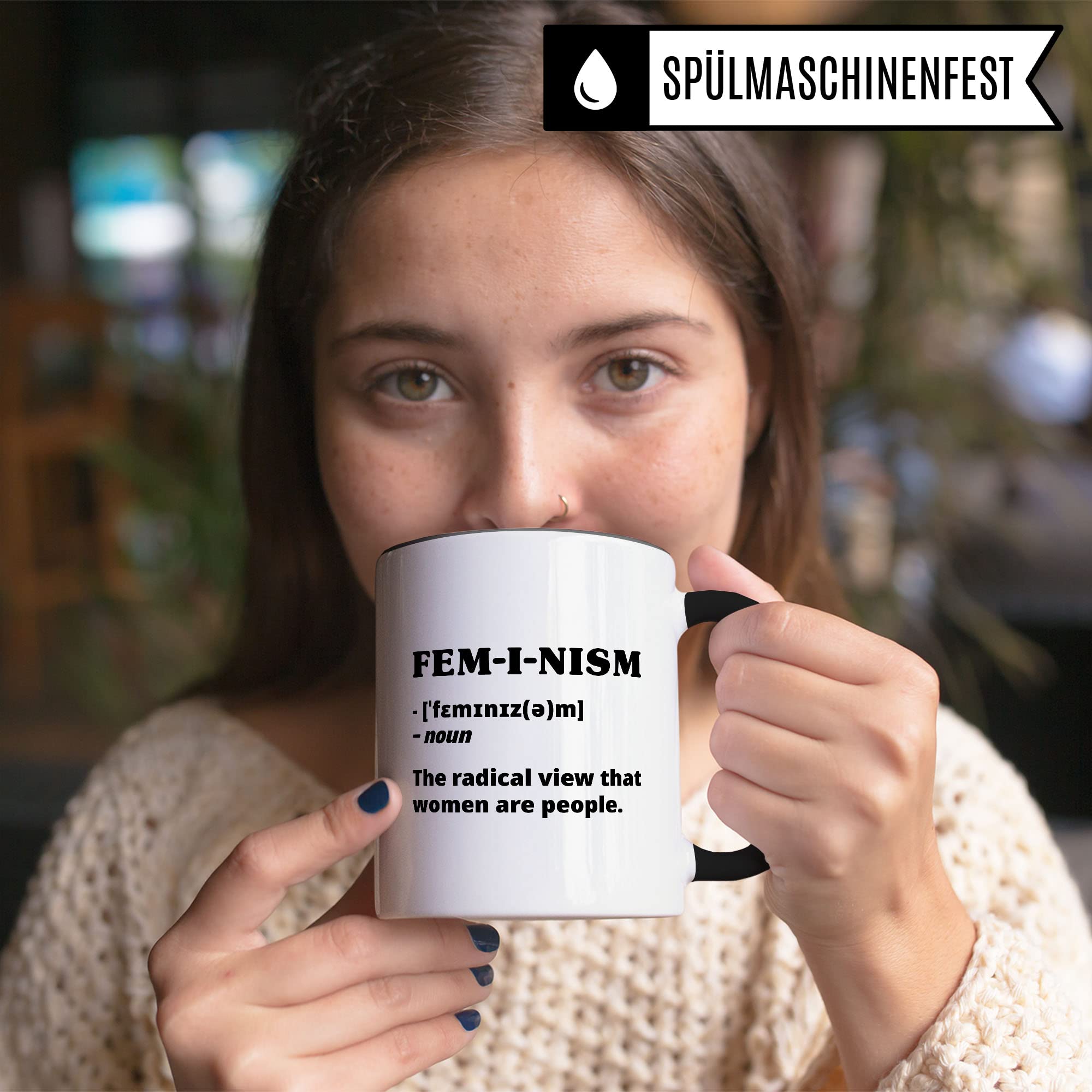 Feminismus Tasse Geschenkidee Kaffeetasse Geschenk für Feministen Kaffeebecher Definition Becher