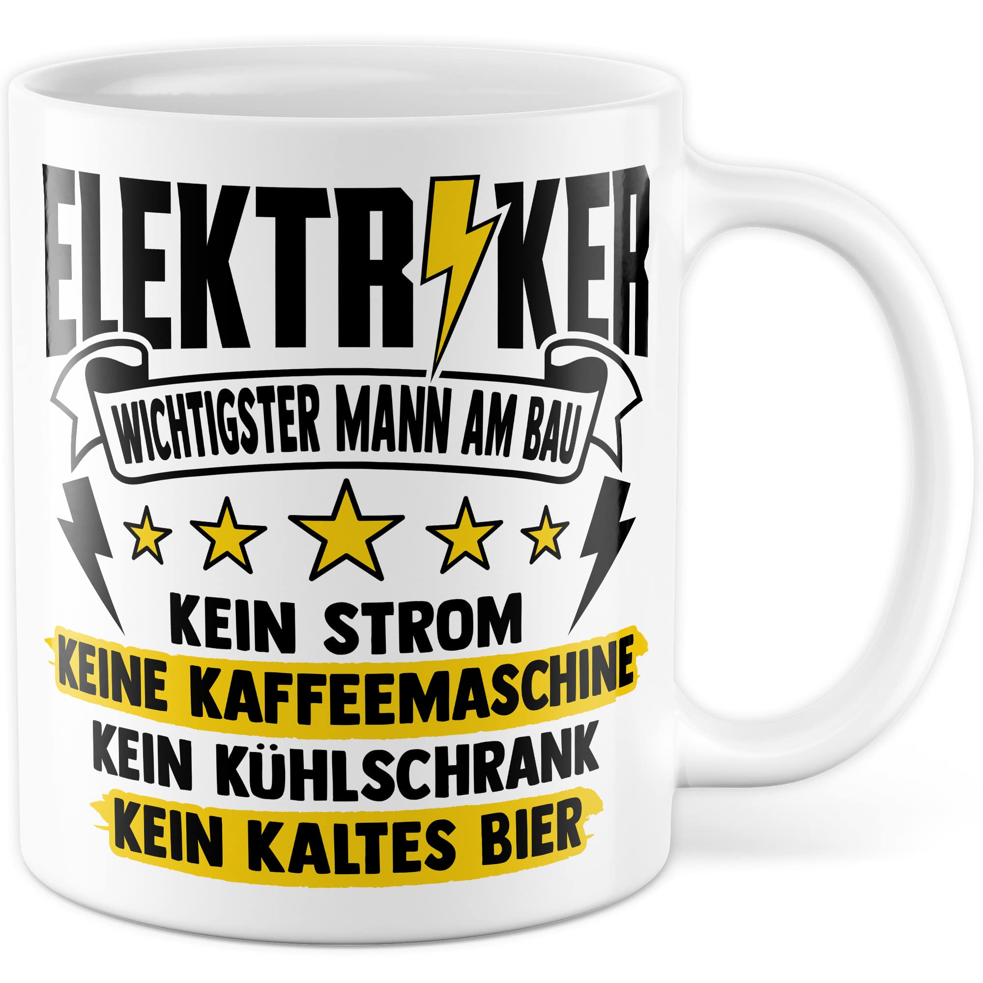 Installateur Tasse Elektriker Wichtigster Mann am Bau Witz Geschenkidee Elektronik Kaffeetasse Geschenk für Elektrotechniker Kaffeebecher Baustellen Becher