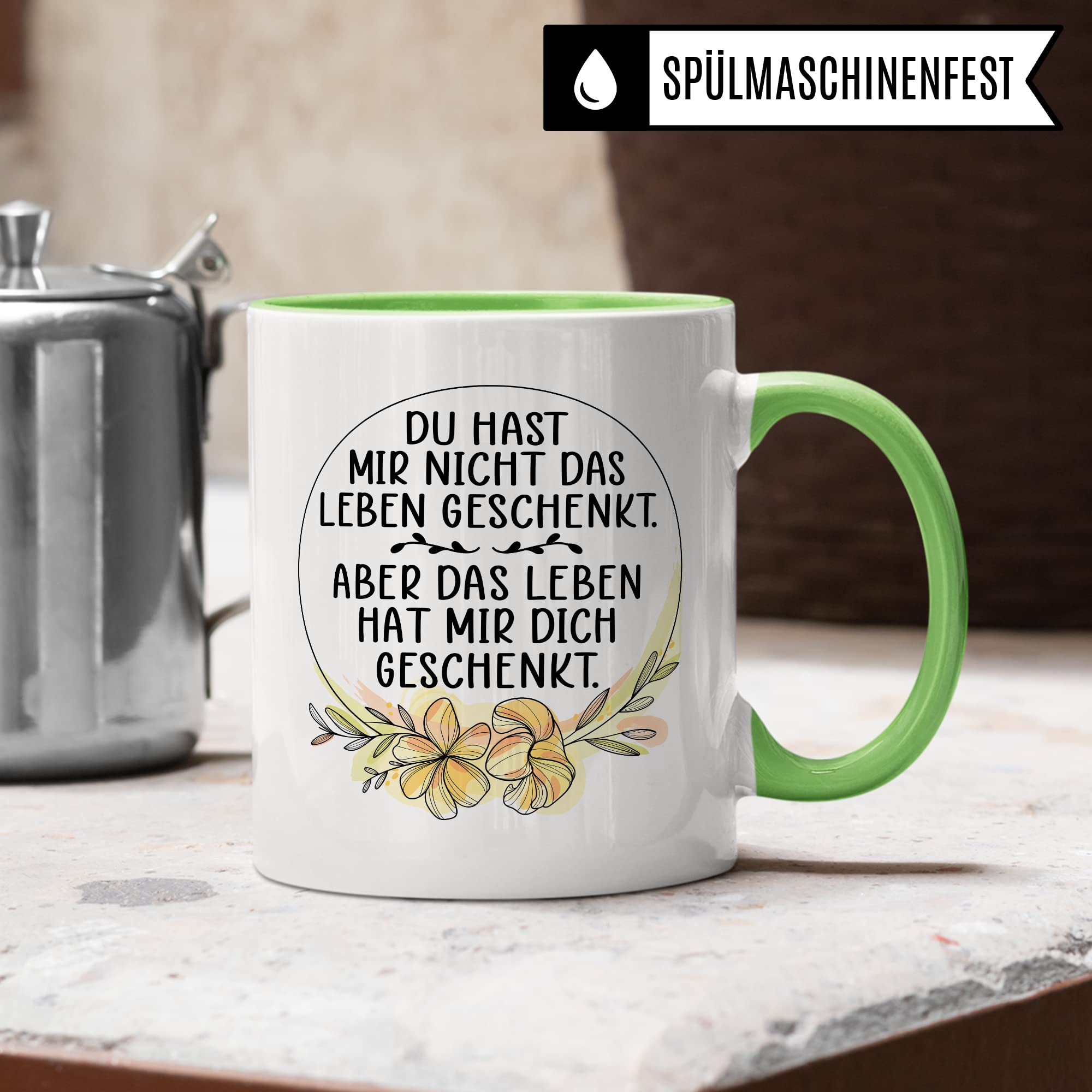 Tasse Pflegemama Geschenk, Das Leben hat mir dich geschenkt Geschenkidee Pflegemutter Tasse mit Spruch Kaffee-Becher Kaffeetasse Stiefmutter Ziehmutter Ersatzmama