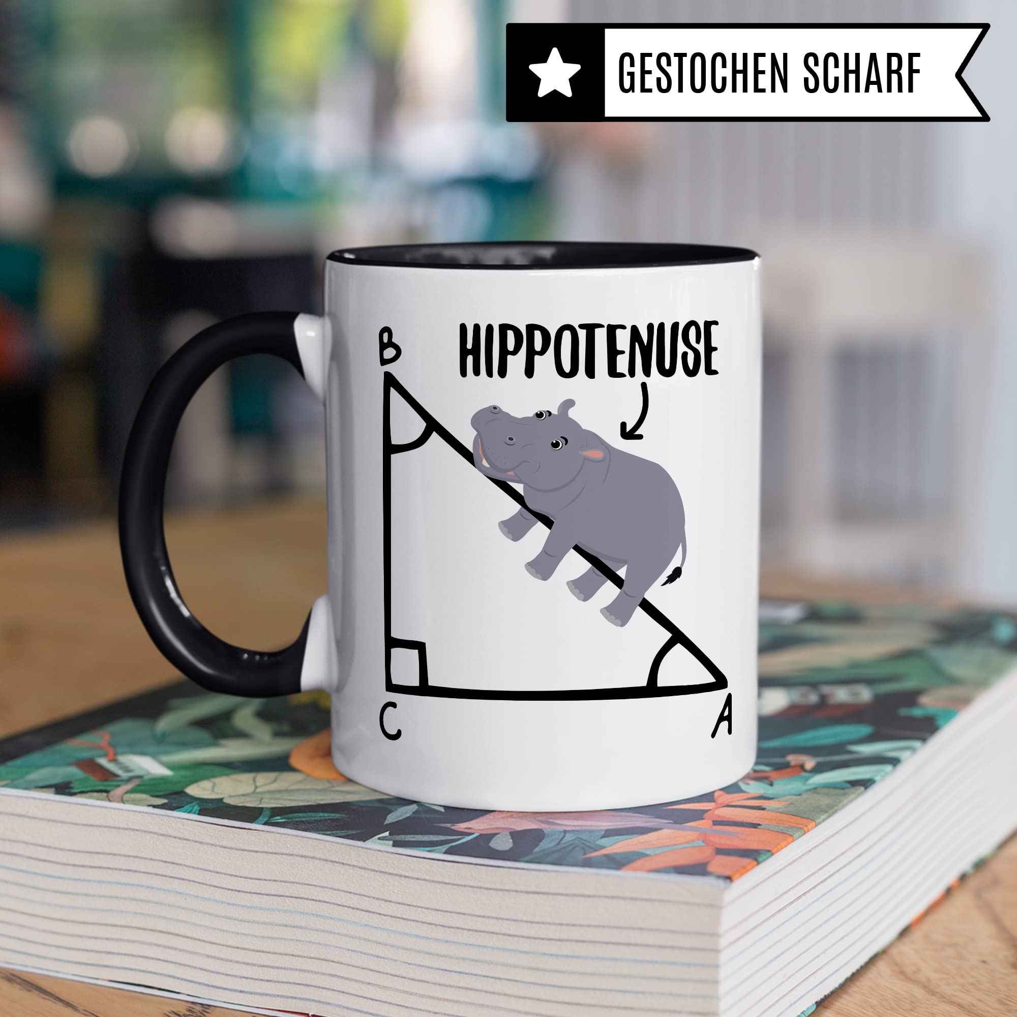 Mathe Tasse Mathematiker Kaffeetasse Hippothenuse lustig Kaffee-Becher Mathe-Lehrer Geschenkidee Sarkasmus Mathematik Mathematikstudent Geschenk Kollegium Lehrerzimmer Pythagoras Nilpferd Flusspferd